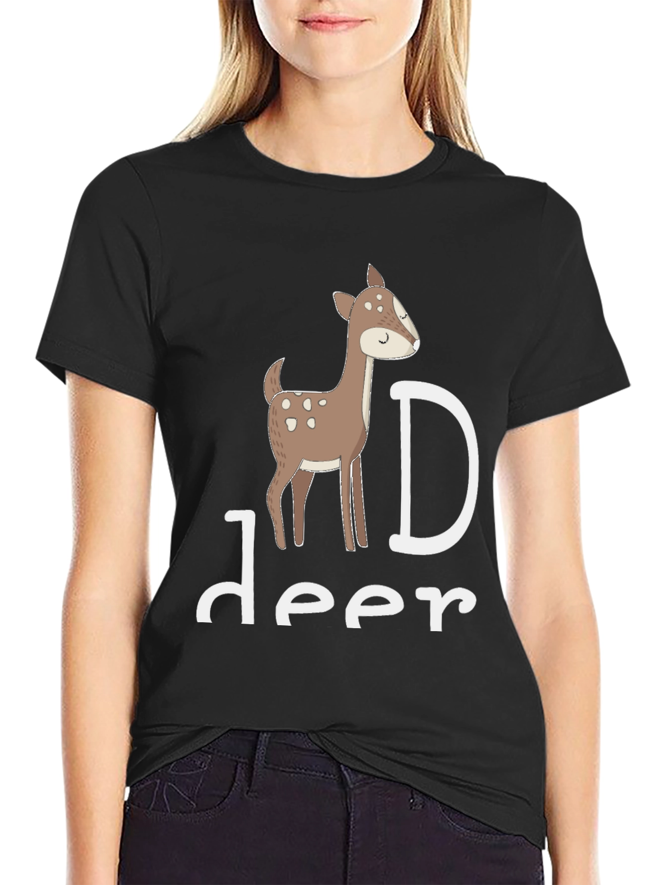 Black Deer Graphic Tee - Fun Animal Design view 2