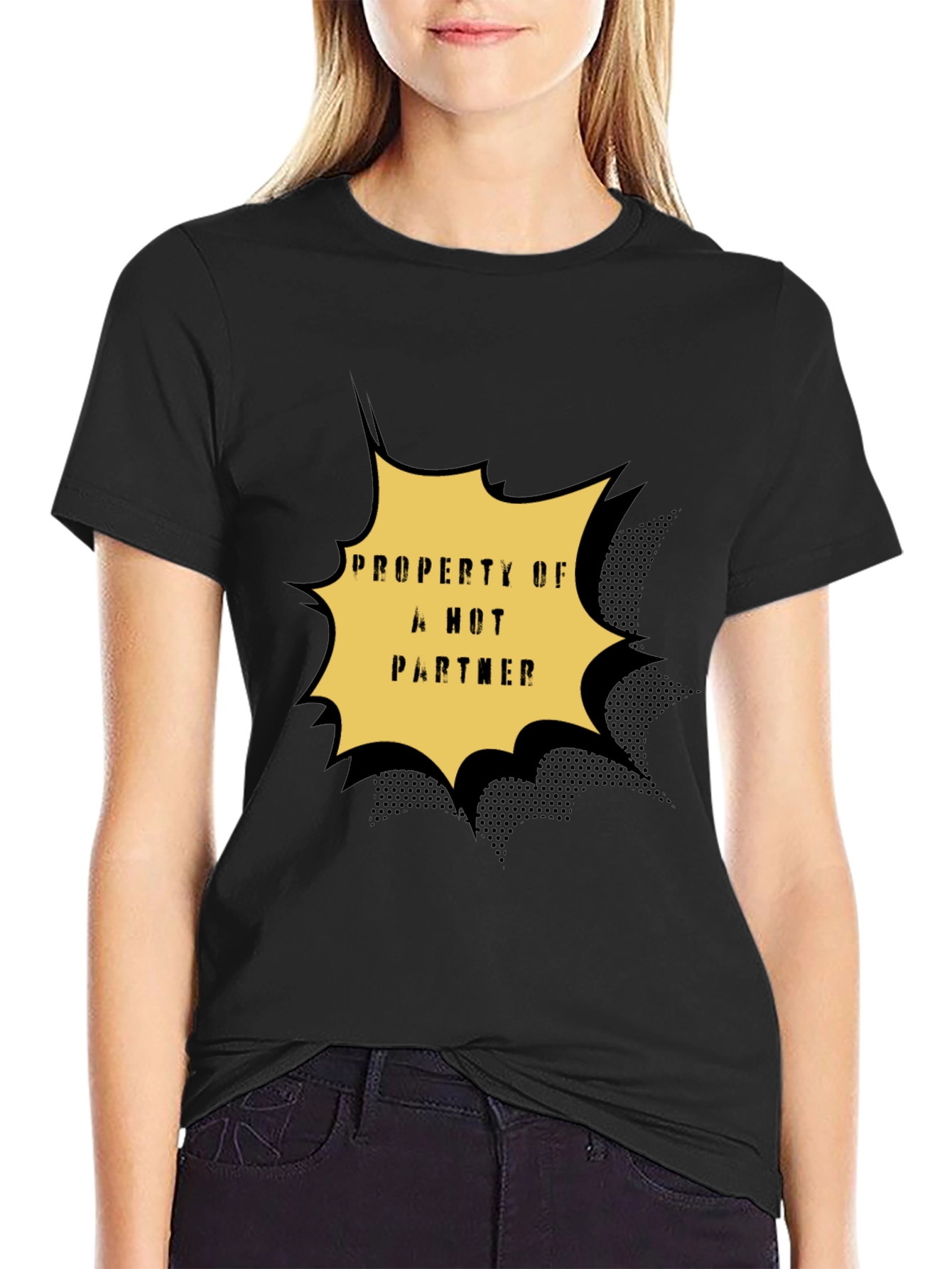 Black Property of a Hot Partner Graphic Tee - Black view 2