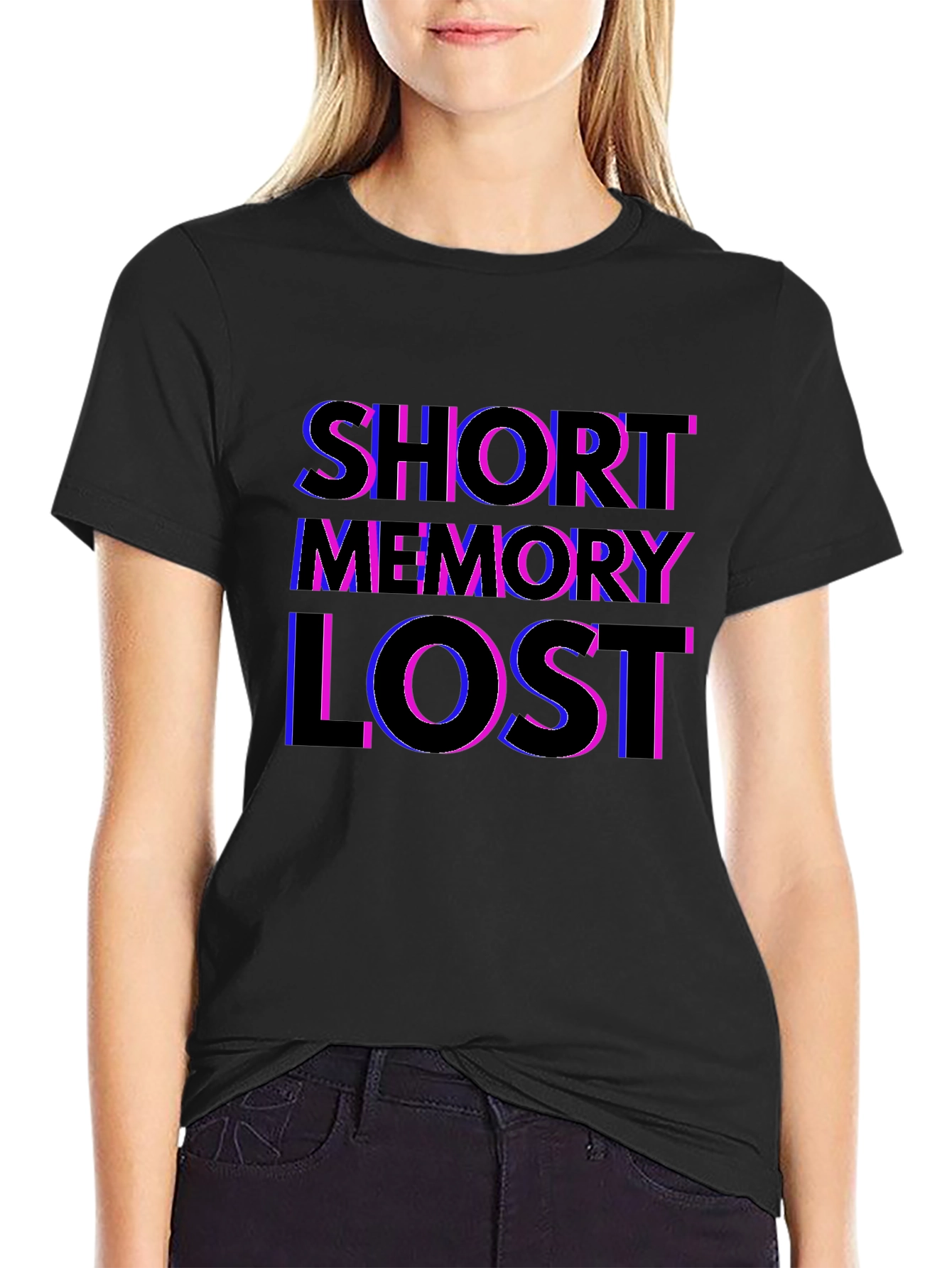 Black Short Memory Lost Funny Slogan Tee view 2