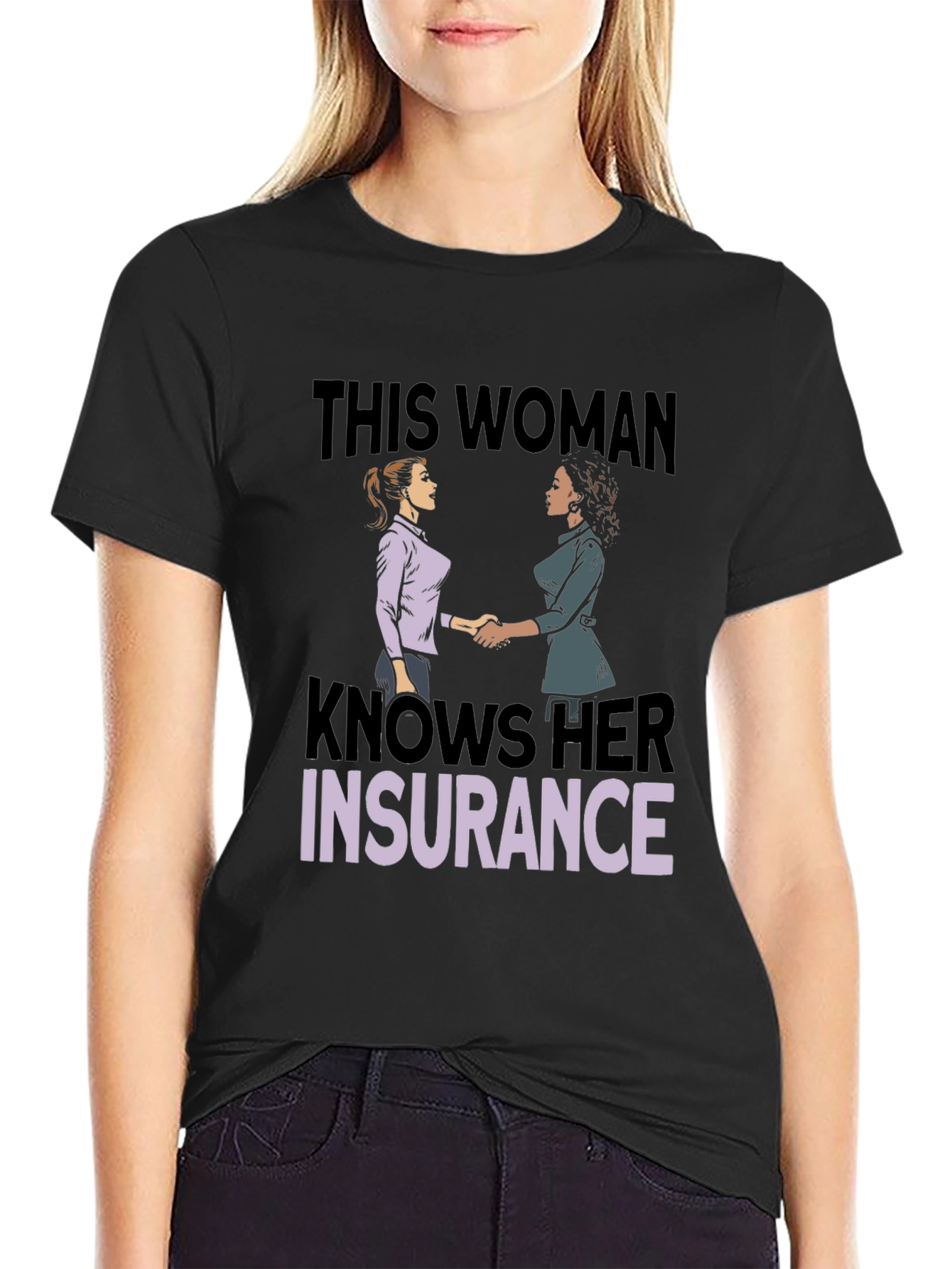 Black Knows Her Insurance T-Shirt view 2