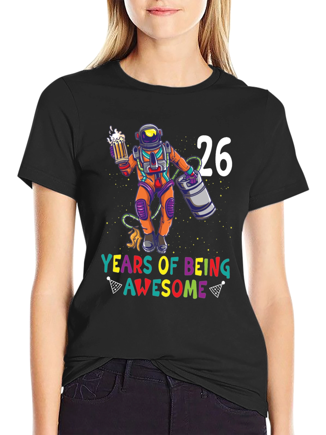 Black 26 Years of Being Awesome T-Shirt view 2