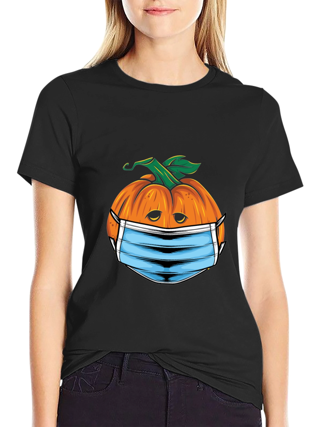 Black Masked Pumpkin Graphic Tee - Halloween Ready! view 2