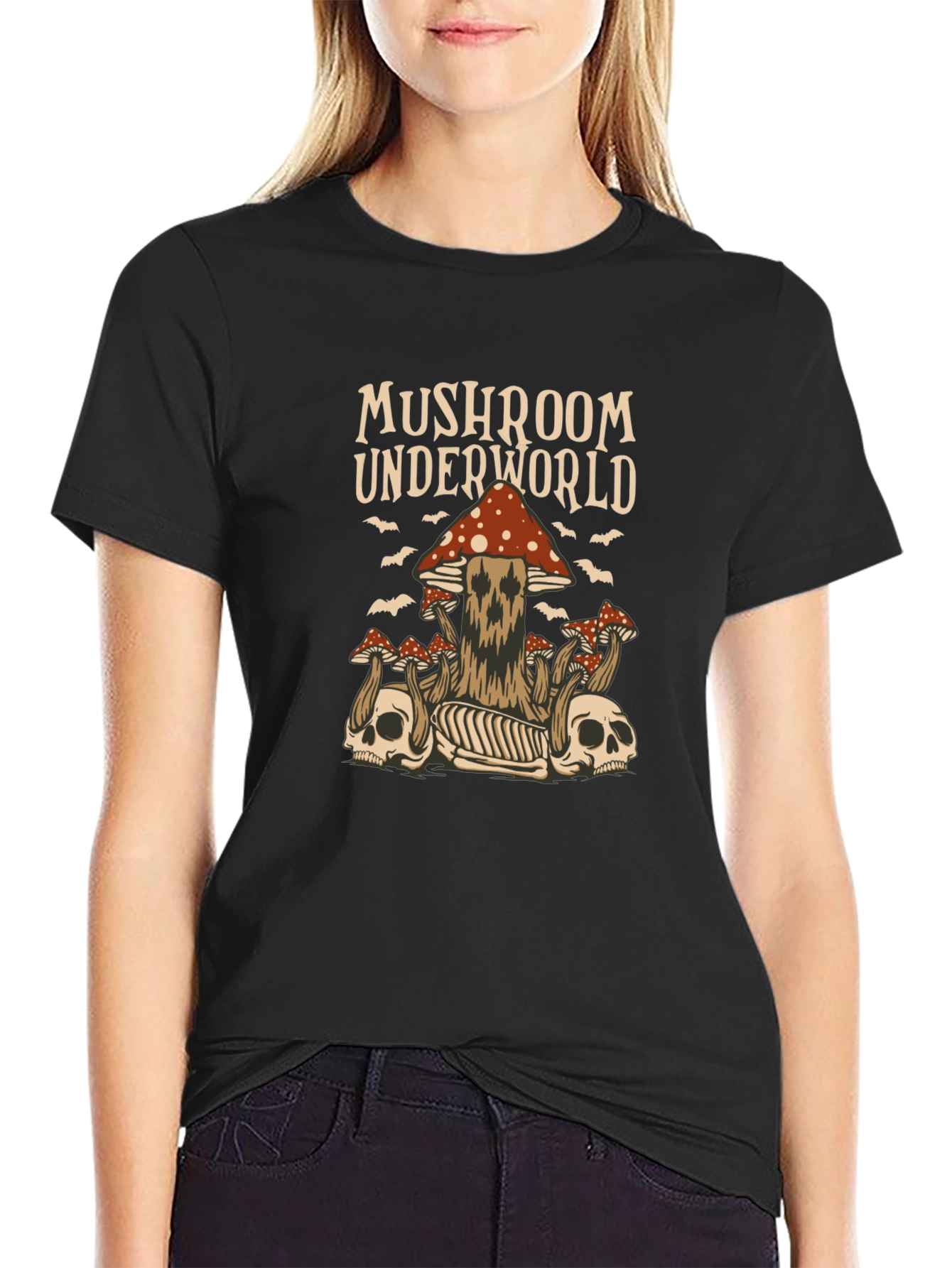 Black Mushroom Underworld Graphic Tee view 2