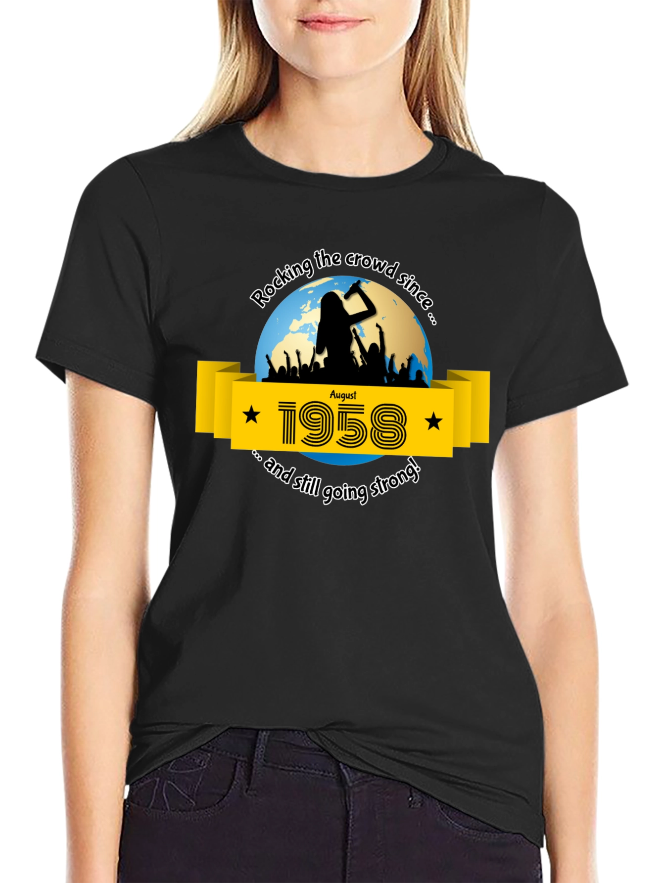 Black Rocking Since 1958 Black T-Shirt view 2