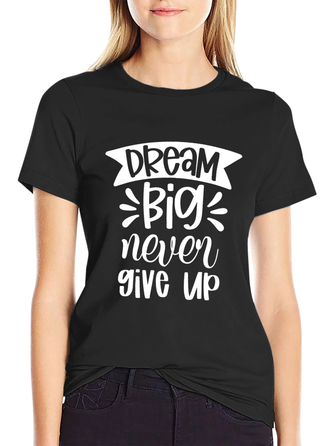 Black Dream Big Graphic Tee - Motivational T-Shirt view 2