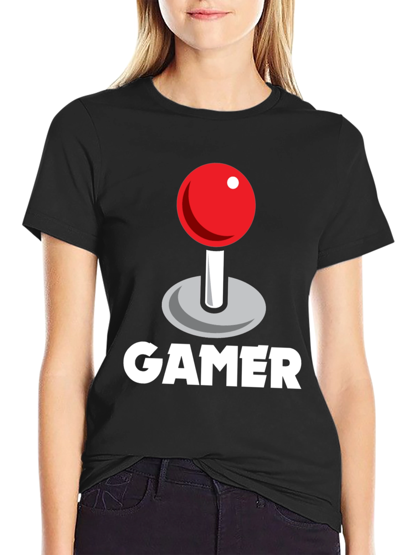 Black Gamer Joystick Graphic Tee - Black Cotton T-Shirt view 2