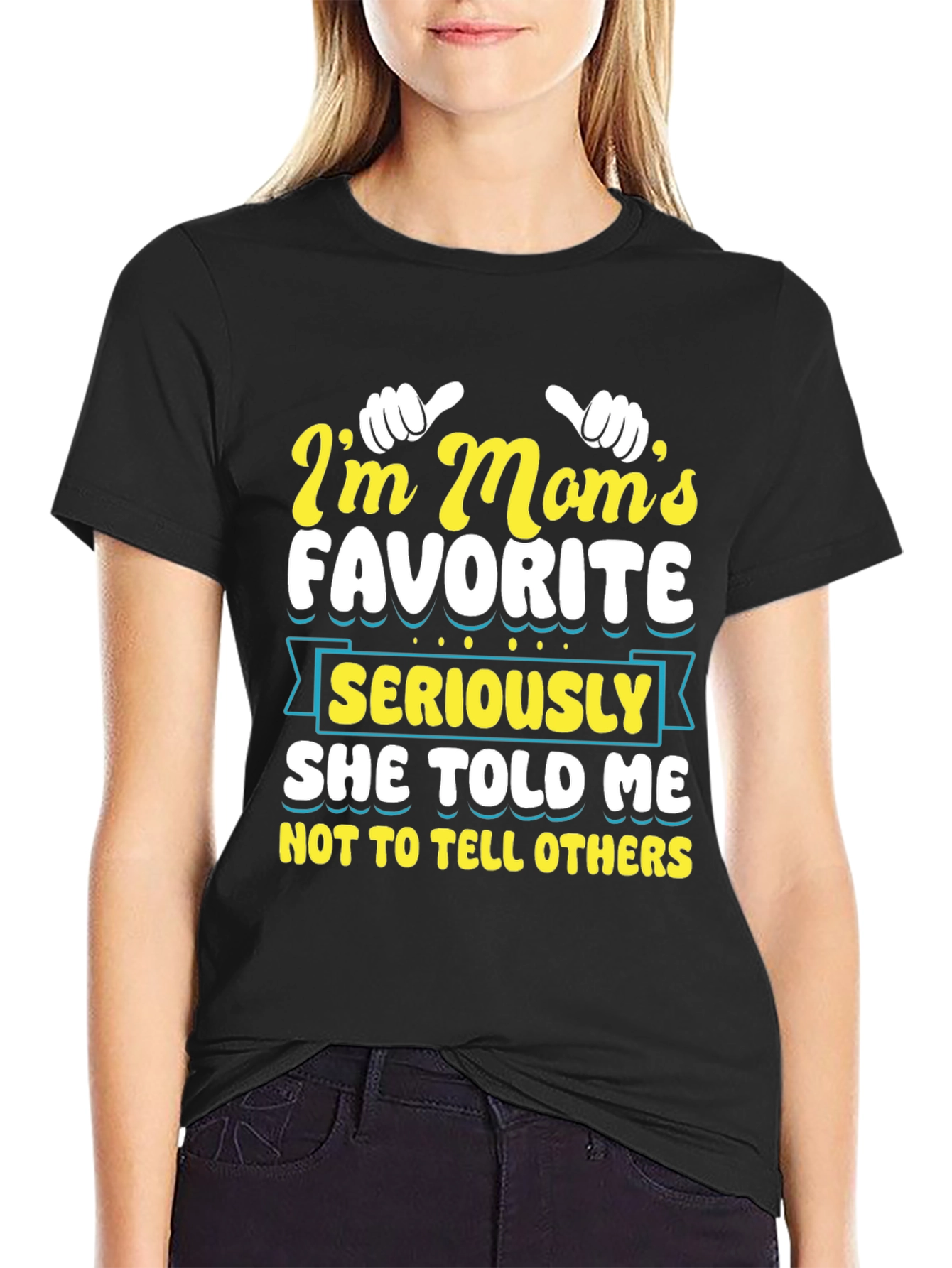 Black I'm Mom's Favorite T-Shirt - Funny Graphic Tee view 2