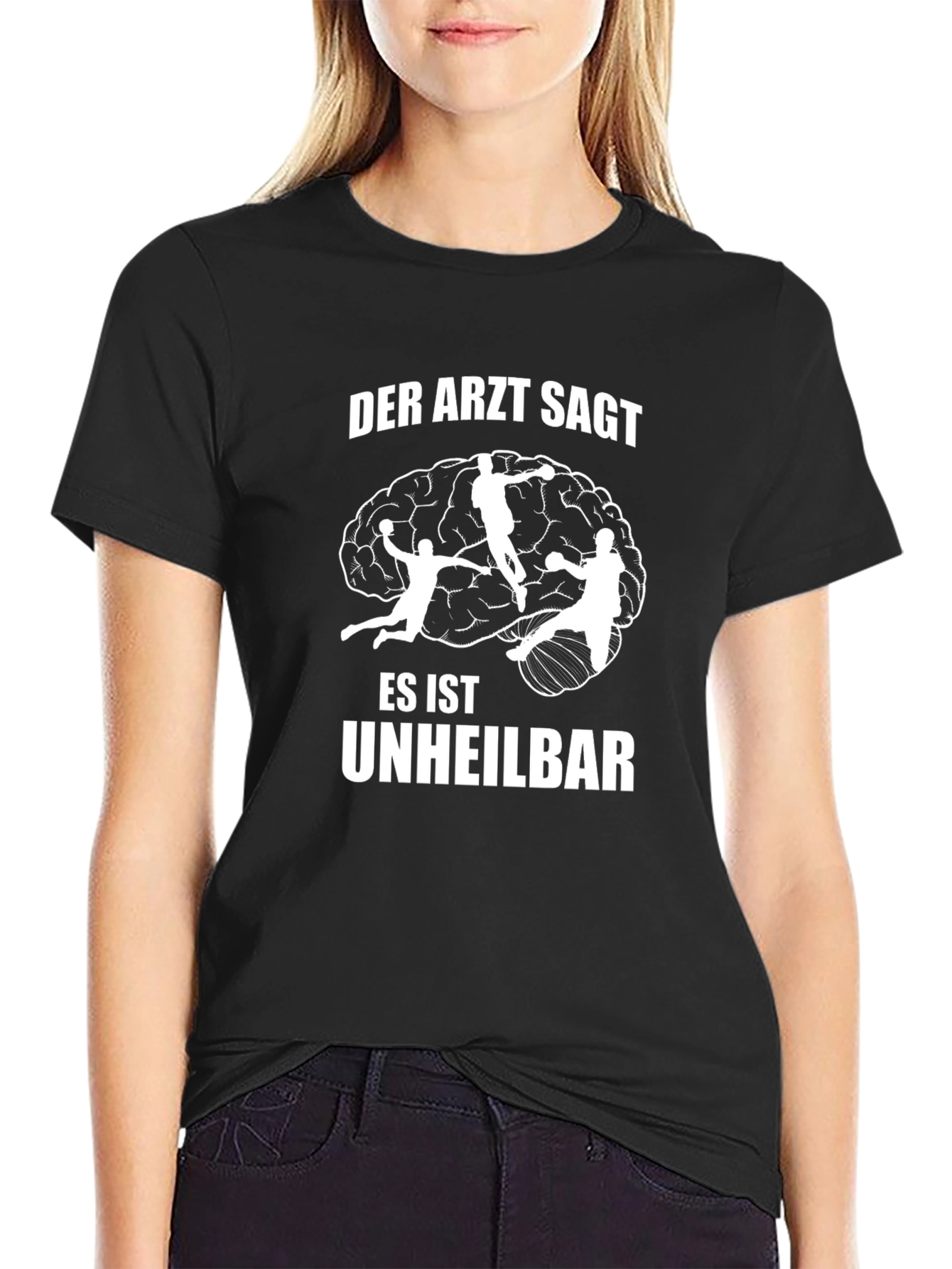 Black Handball Brain T-Shirt - Funny German Slogan Tee view 2