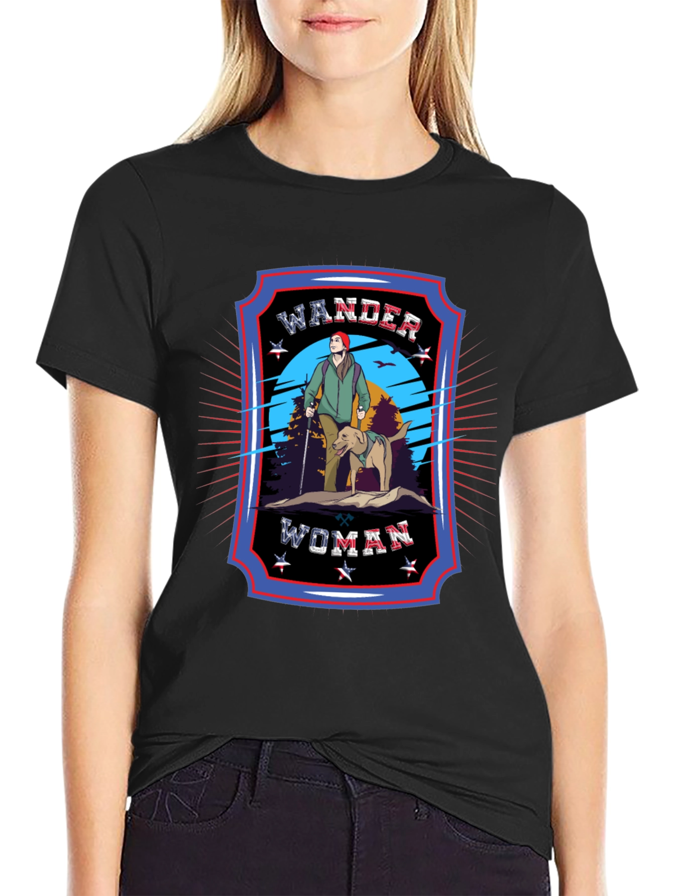 Black Wander Woman Graphic T-Shirt - Adventure Ready! view 2