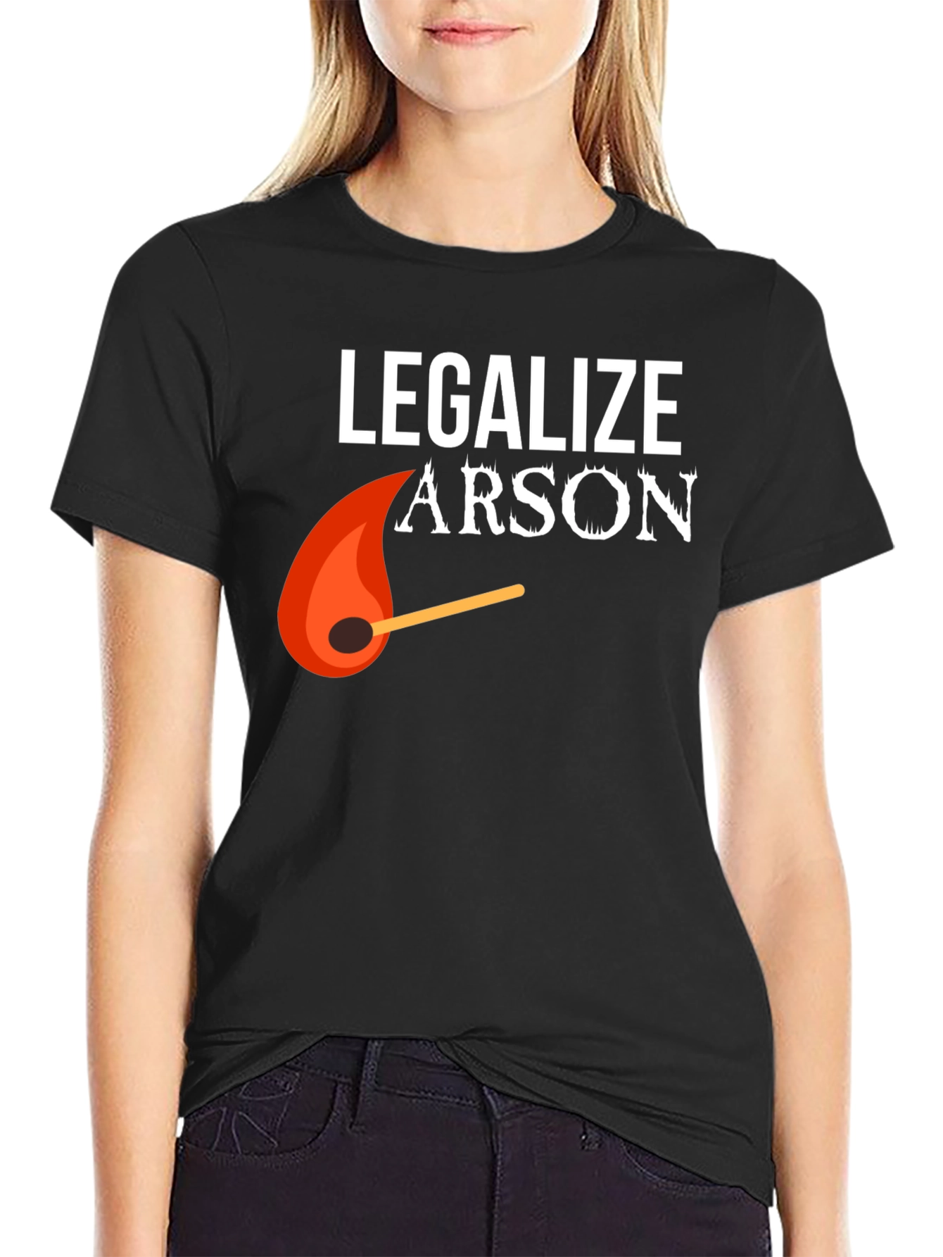 Black Legalize Arson Graphic Tee - Funny Fire Starter Shirt view 2