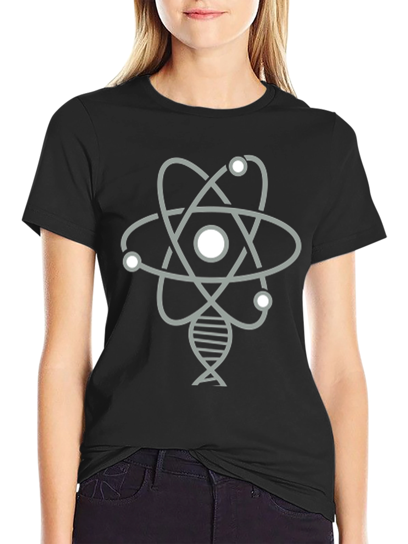 Black Science Atom & DNA Graphic T-Shirt - Black view 2