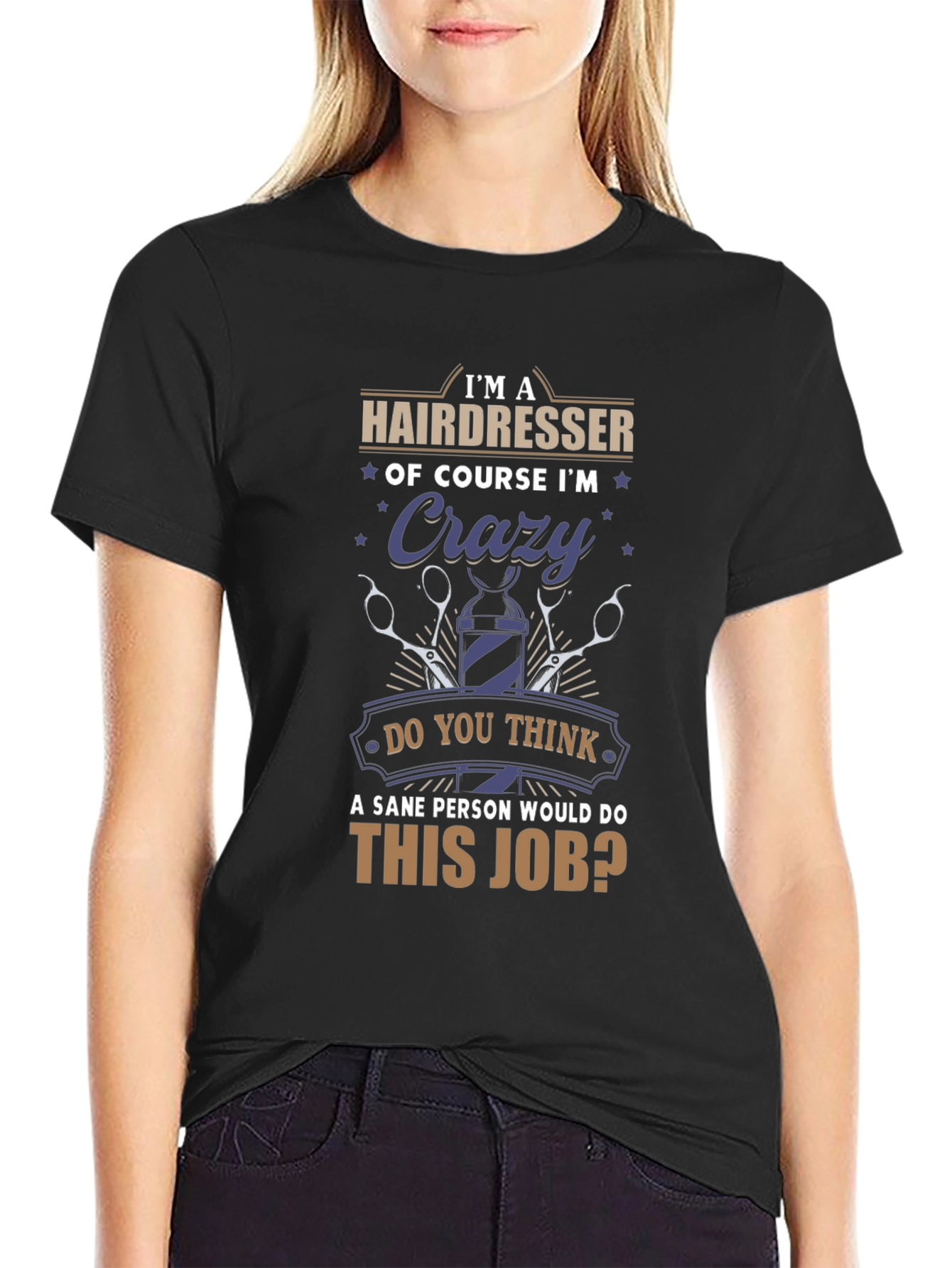 Black Crazy Hairdresser T-Shirt - Funny Barber Tee view 2