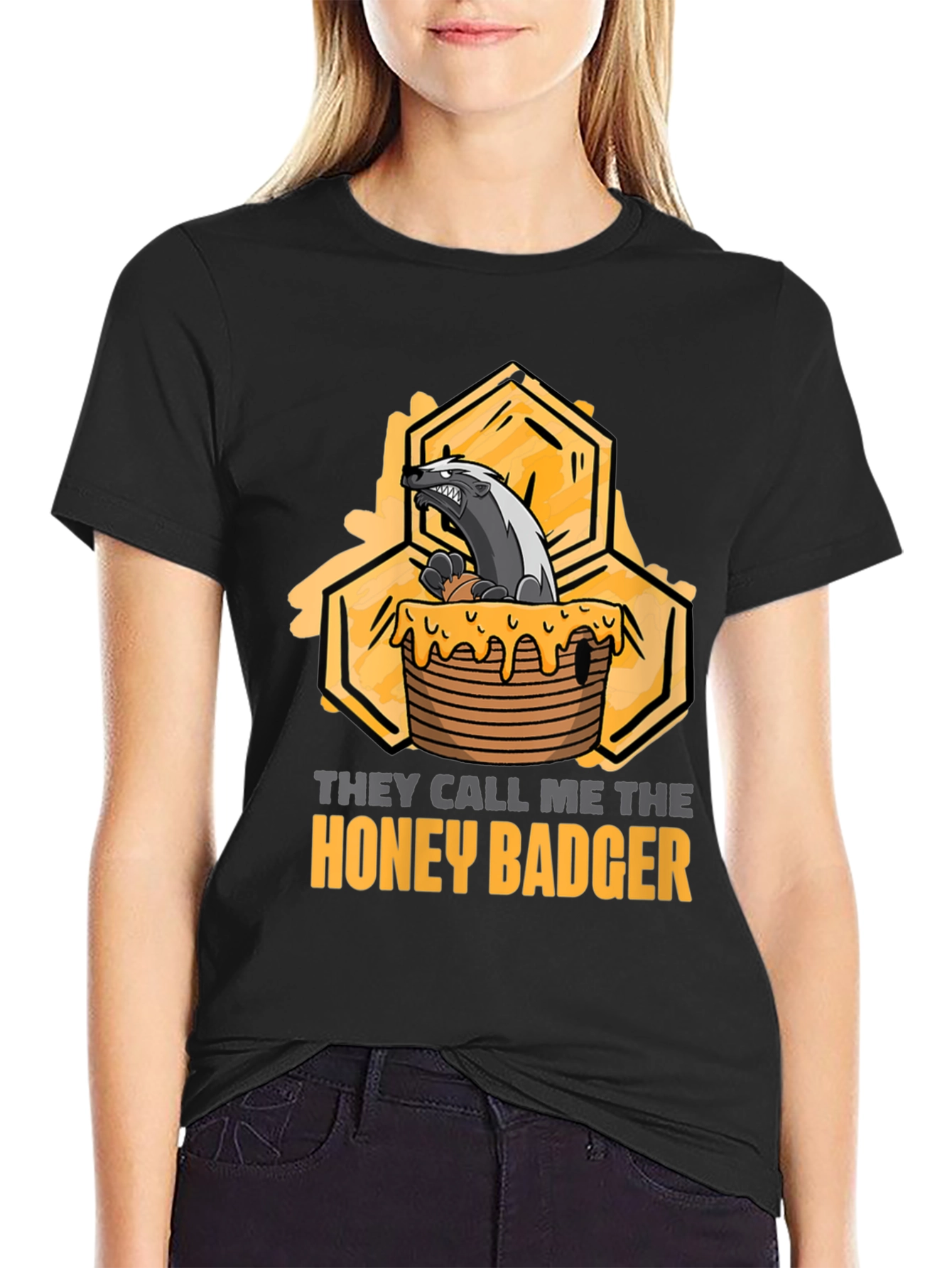 Black Honey Badger Graphic T-Shirt - Unisex view 2