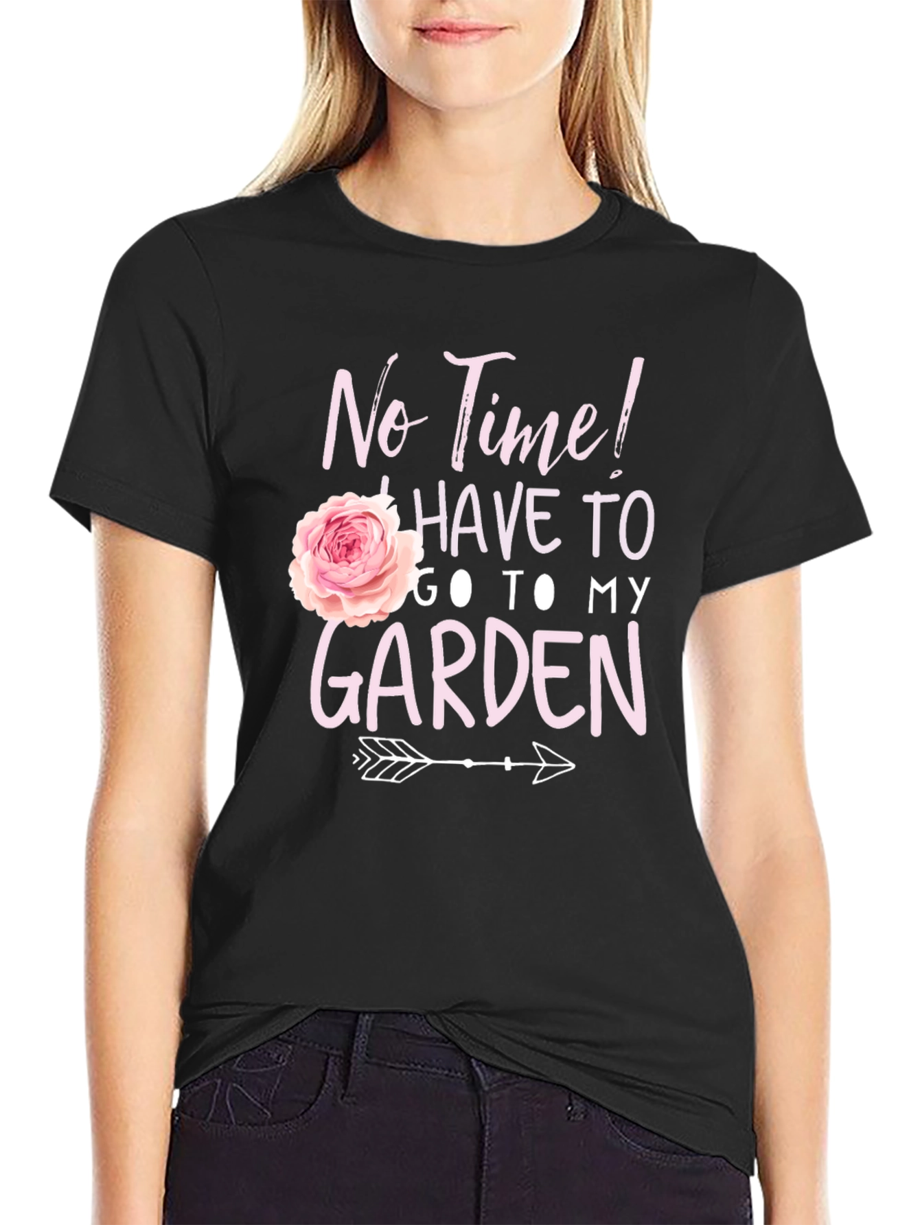 Black Gardening T-Shirt - No Time, Garden! view 2