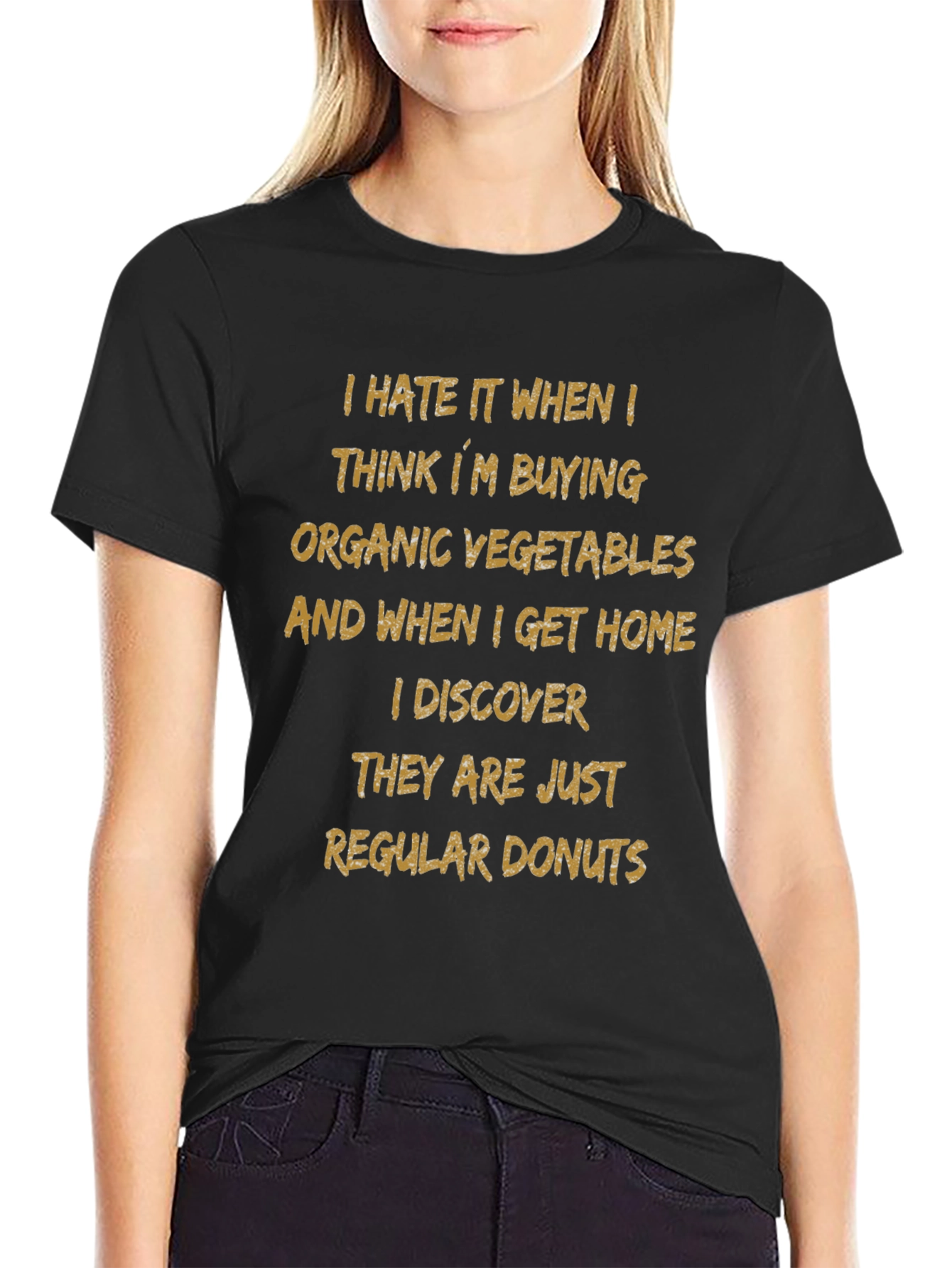 Black Funny Organic Vegetable Donuts T-Shirt view 2