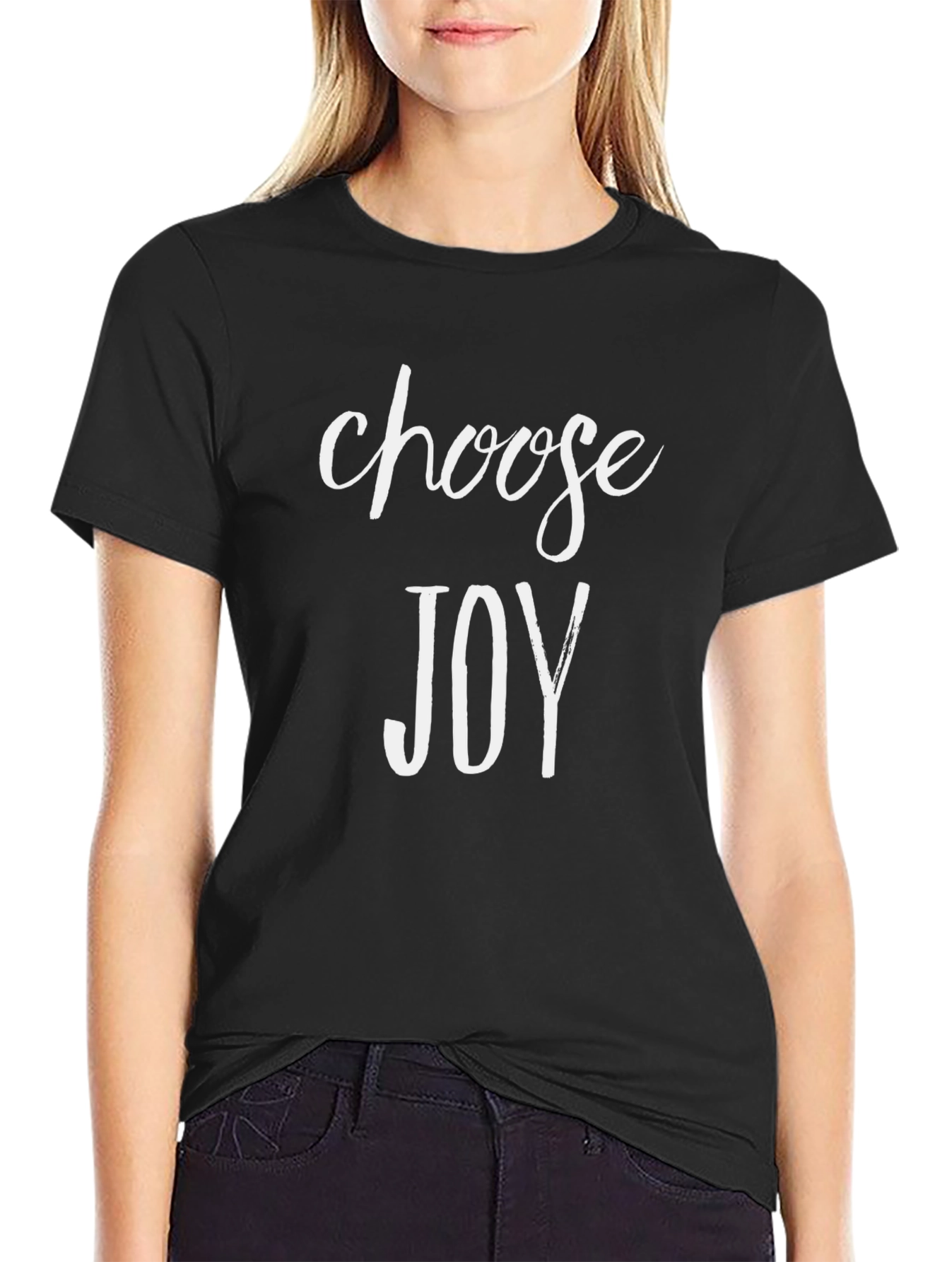 Black Choose Joy Black T-Shirt: Inspirational Graphic Tee view 2