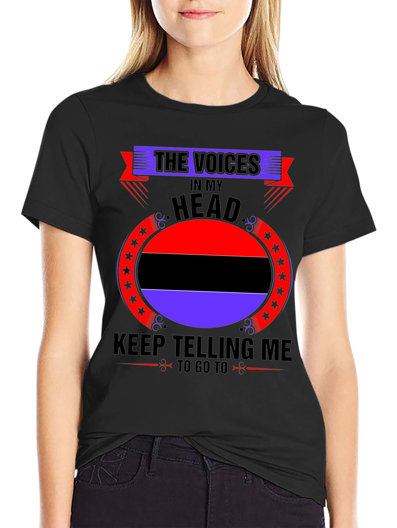 Black Voices in My Head Graphic Tee - Bold Statement Shirt view 2