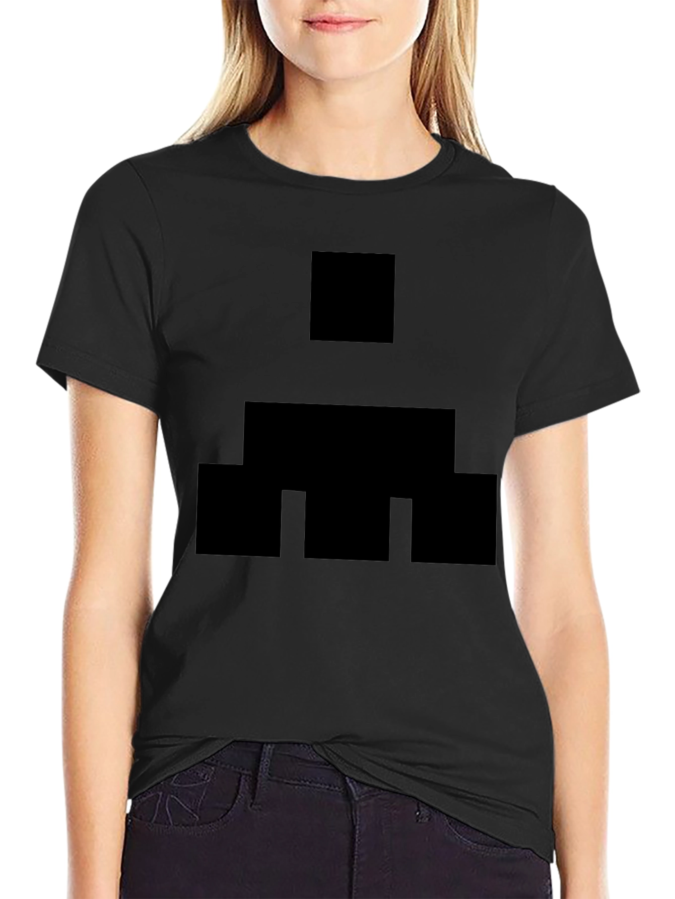 Black Geometric Pattern Black T-Shirt view 2