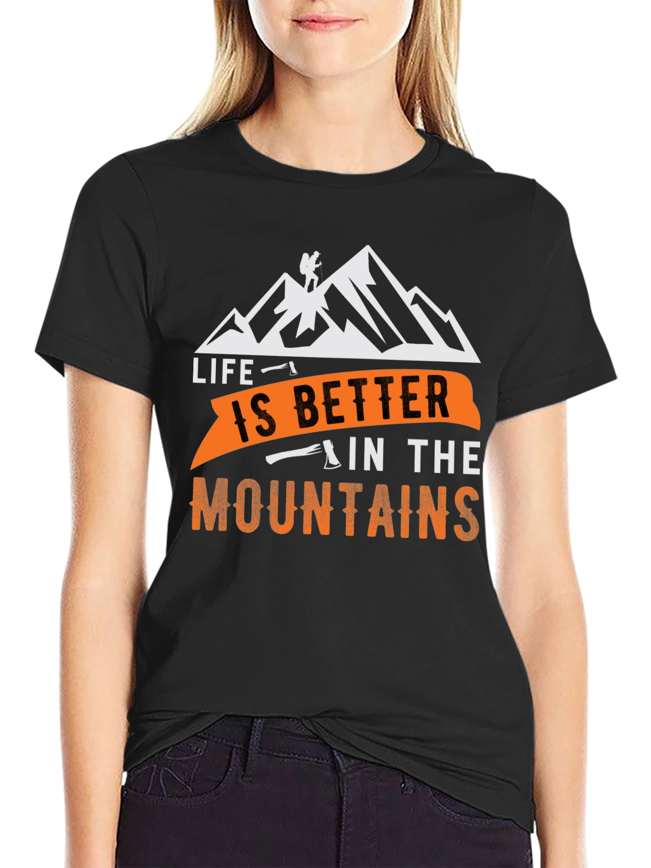 Black Life is Better in the Mountains Black T-Shirt view 2