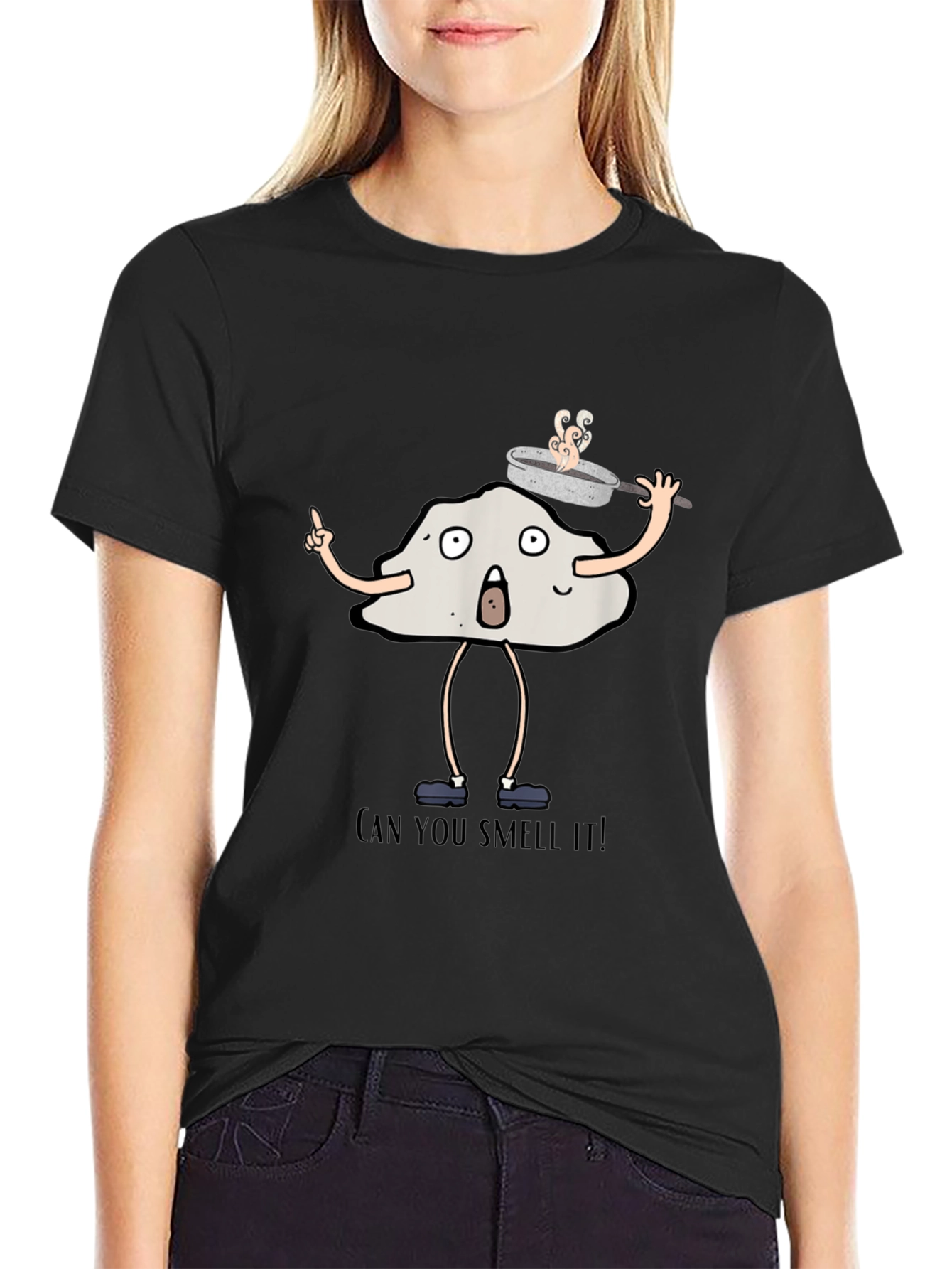 Black Funny Dough Character Black T-Shirt view 2