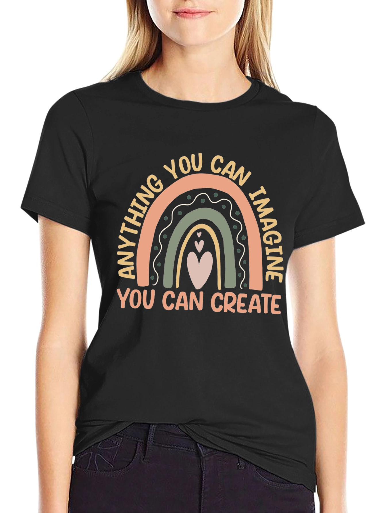 Black Inspirational Rainbow Graphic Tee view 2