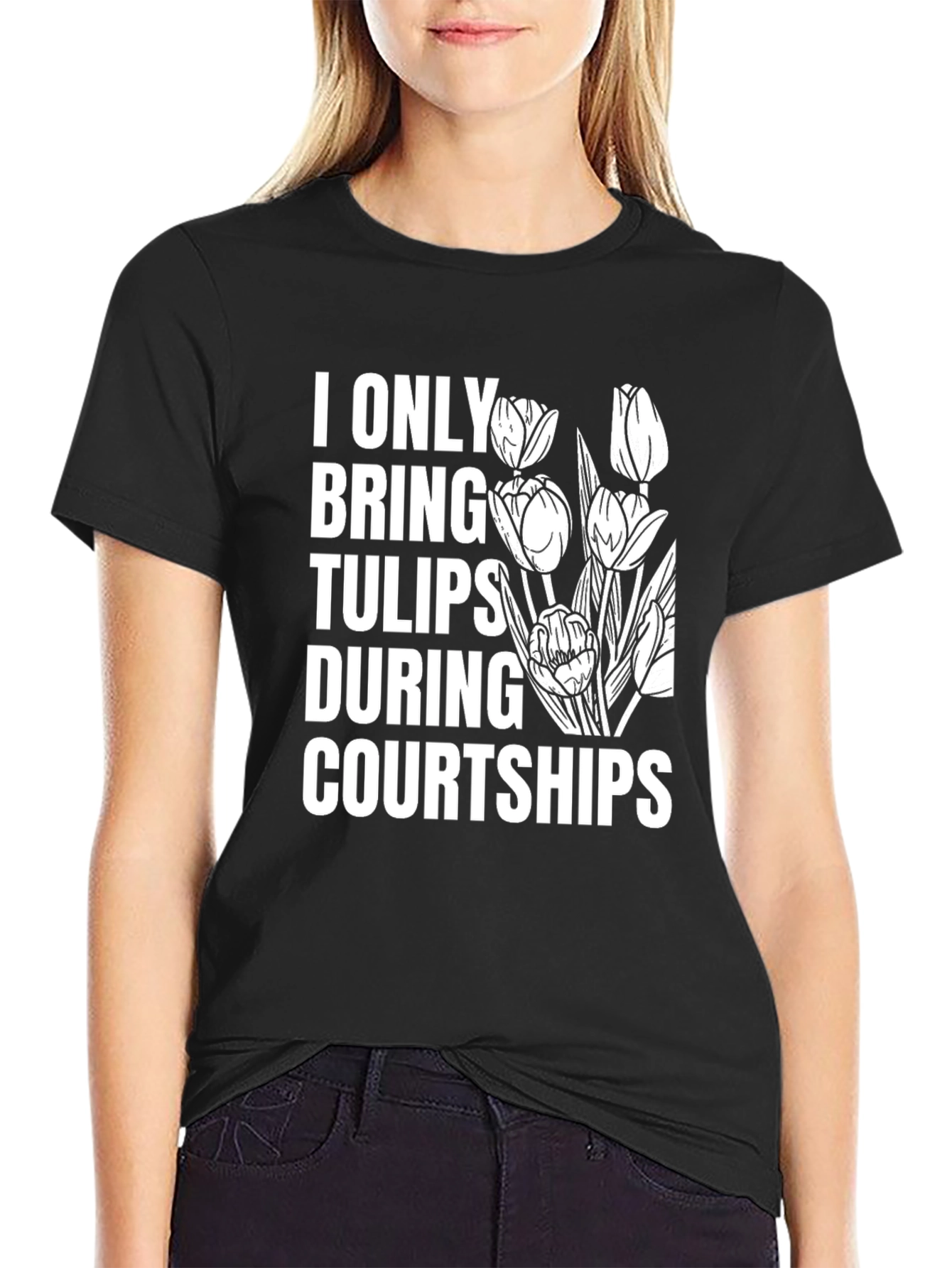 Black Tulips Courtship Graphic T-Shirt view 2