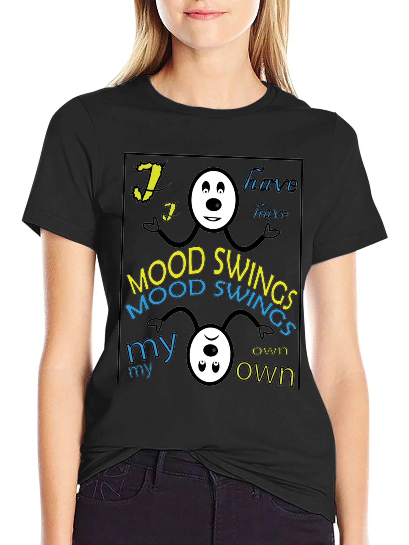 Black Mood Swings Graphic Tee - Black Crew Neck view 2