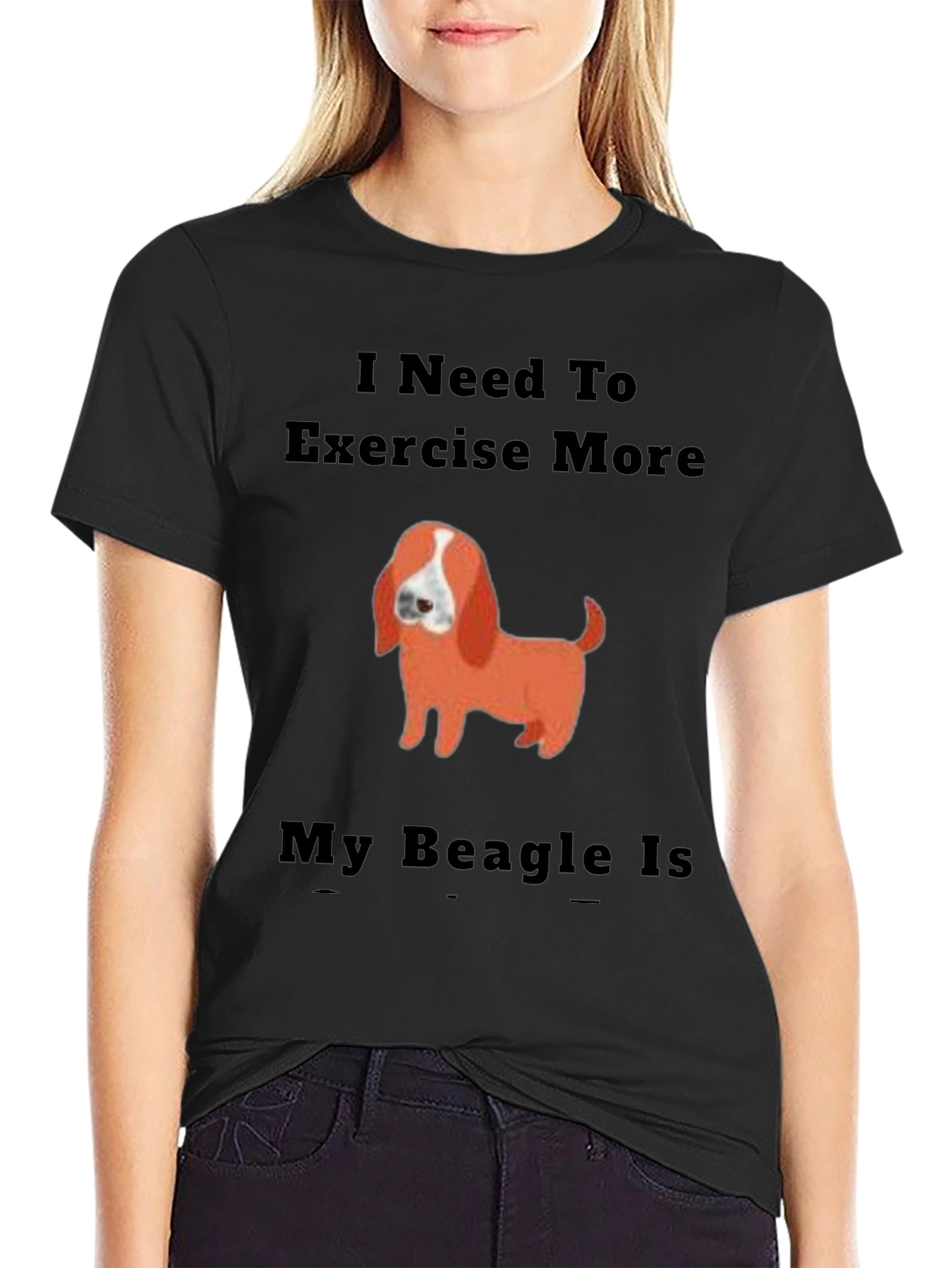 Black I Need to Exercise More Beagle T-Shirt view 2