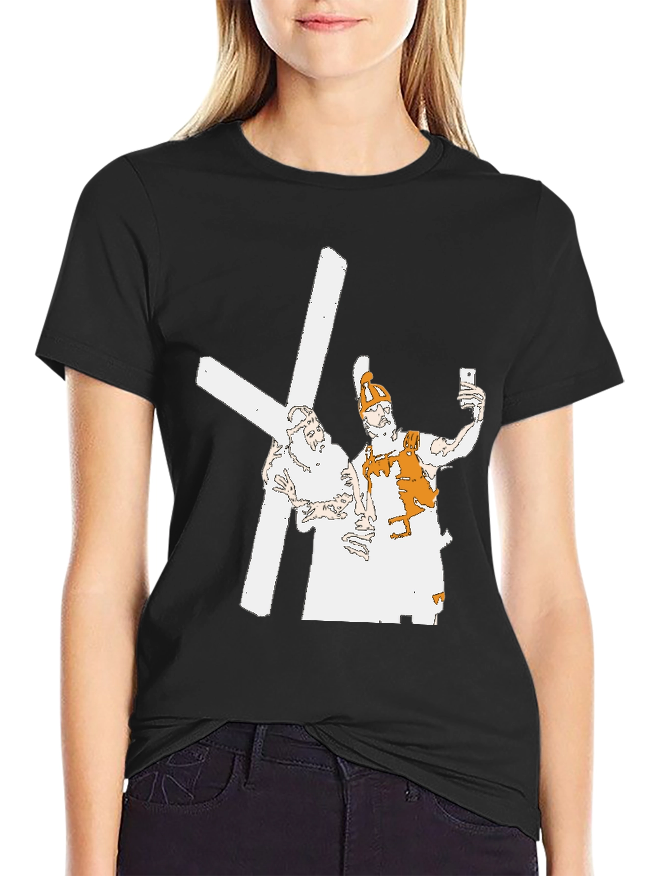 Black Funny Selfie T-Shirt - Black view 2