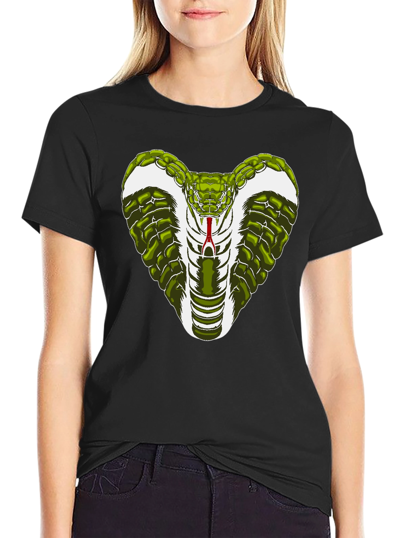 Black Cobra Snake Graphic T-Shirt - Men's Black Tee view 2