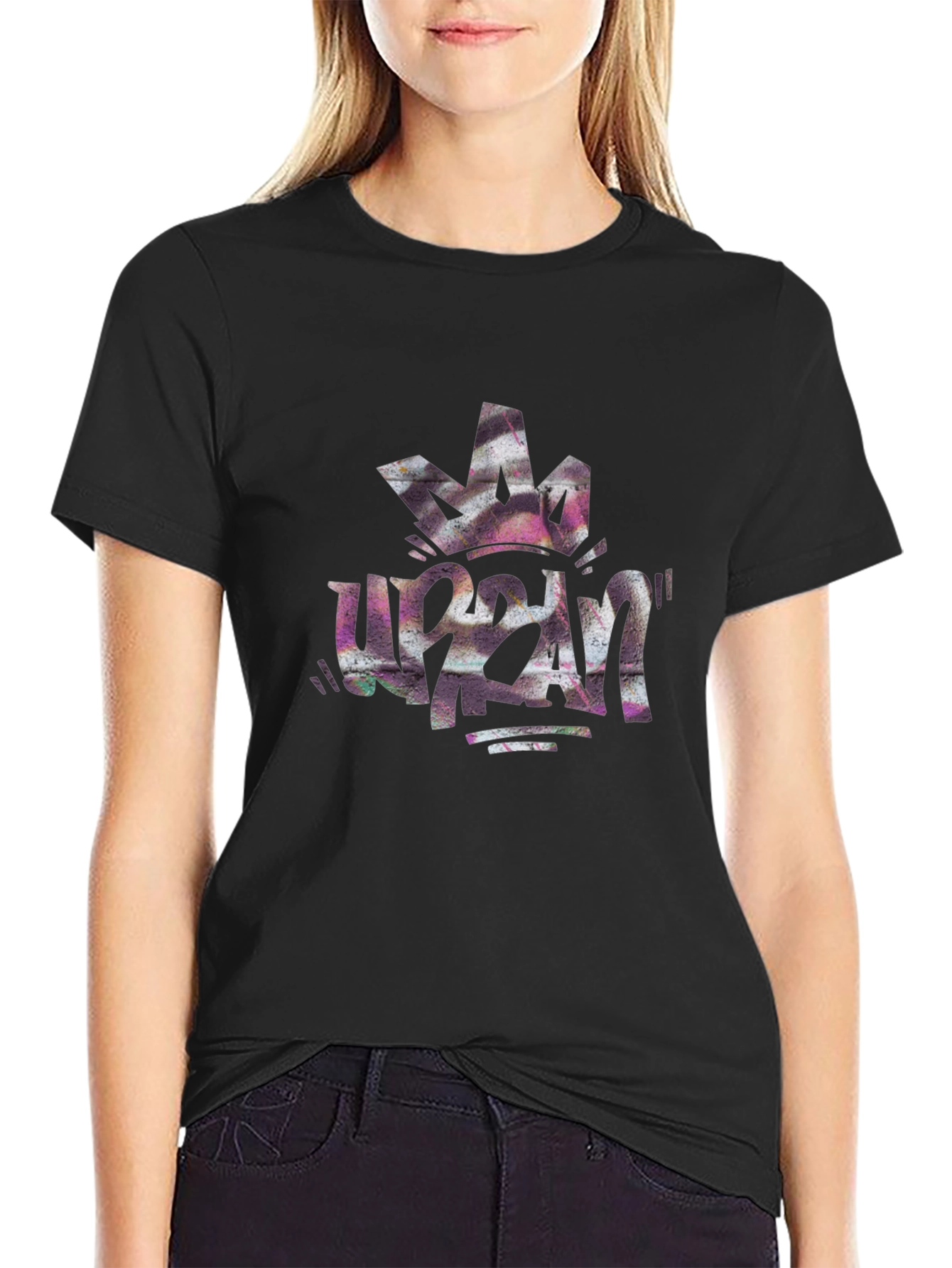 Black Urban Crown Graphic Black Tee view 2