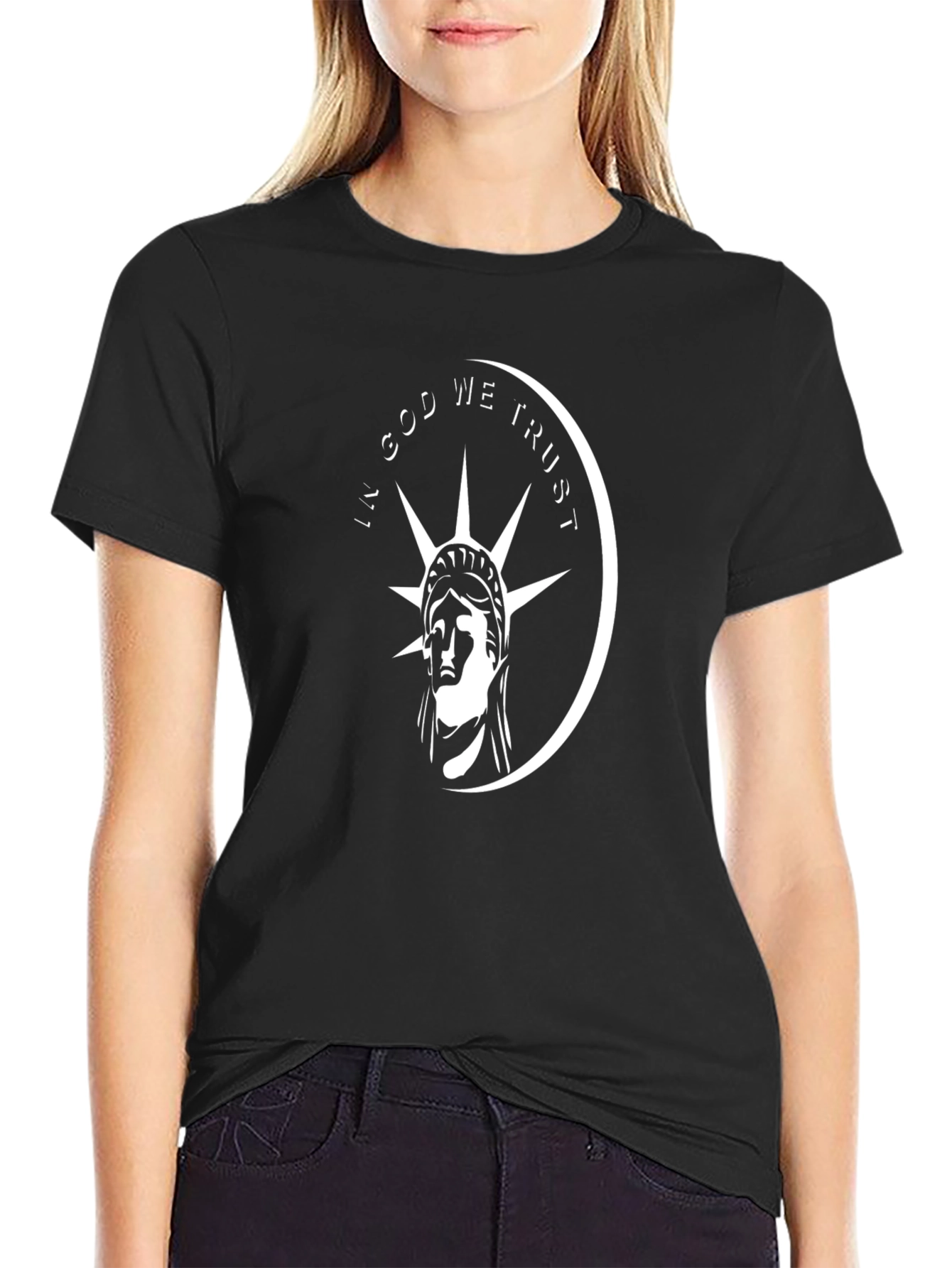 Black Statue of Liberty 'In God We Trust' T-Shirt view 2