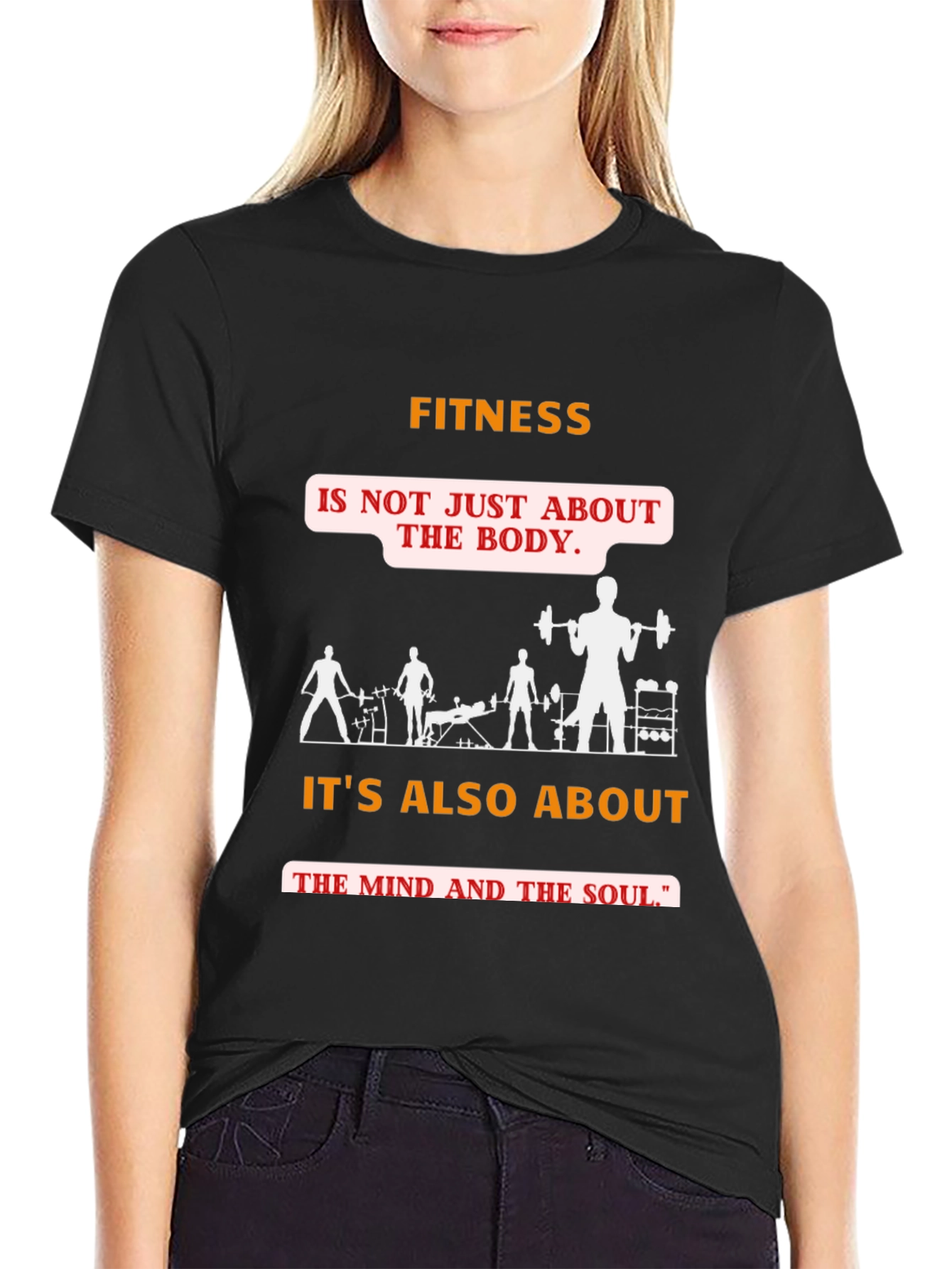Black Fitness Mind & Body Graphic Tee - Black view 2