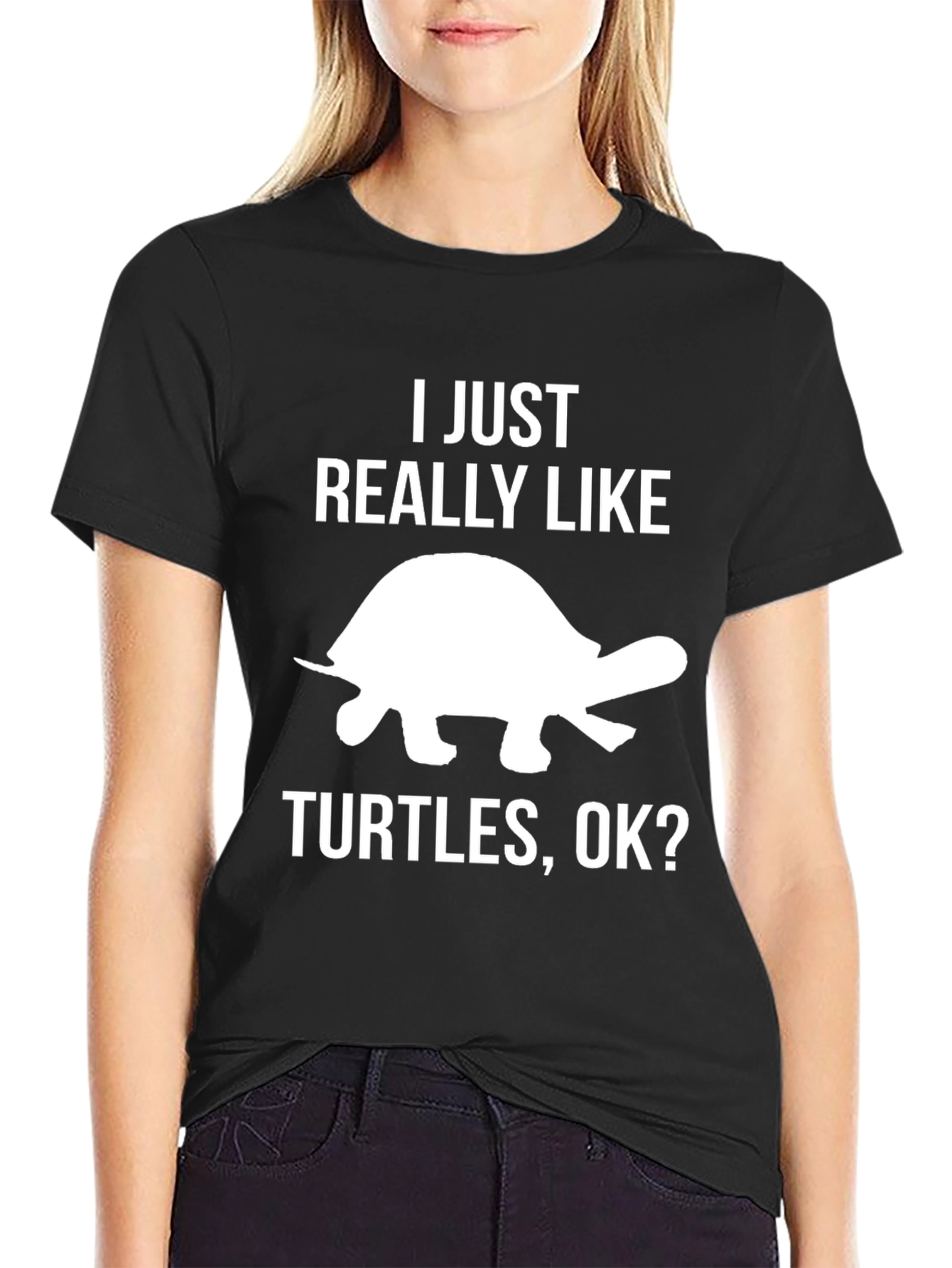 Black I Just Really Like Turtles T-Shirt view 2