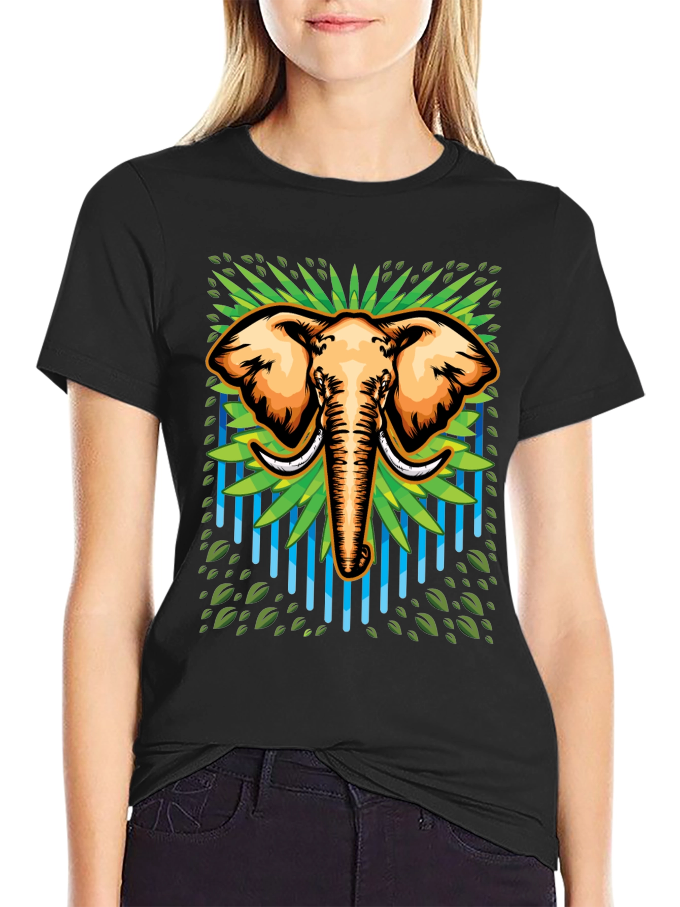 Black Elephant Graphic Tee - Cool Animal Design view 2