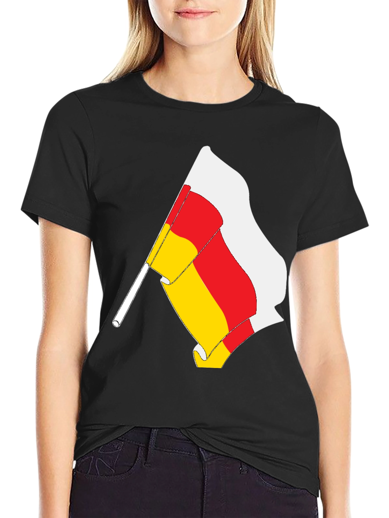 South Ossetia Flag T-Shirt - Black Cotton Tee - 2