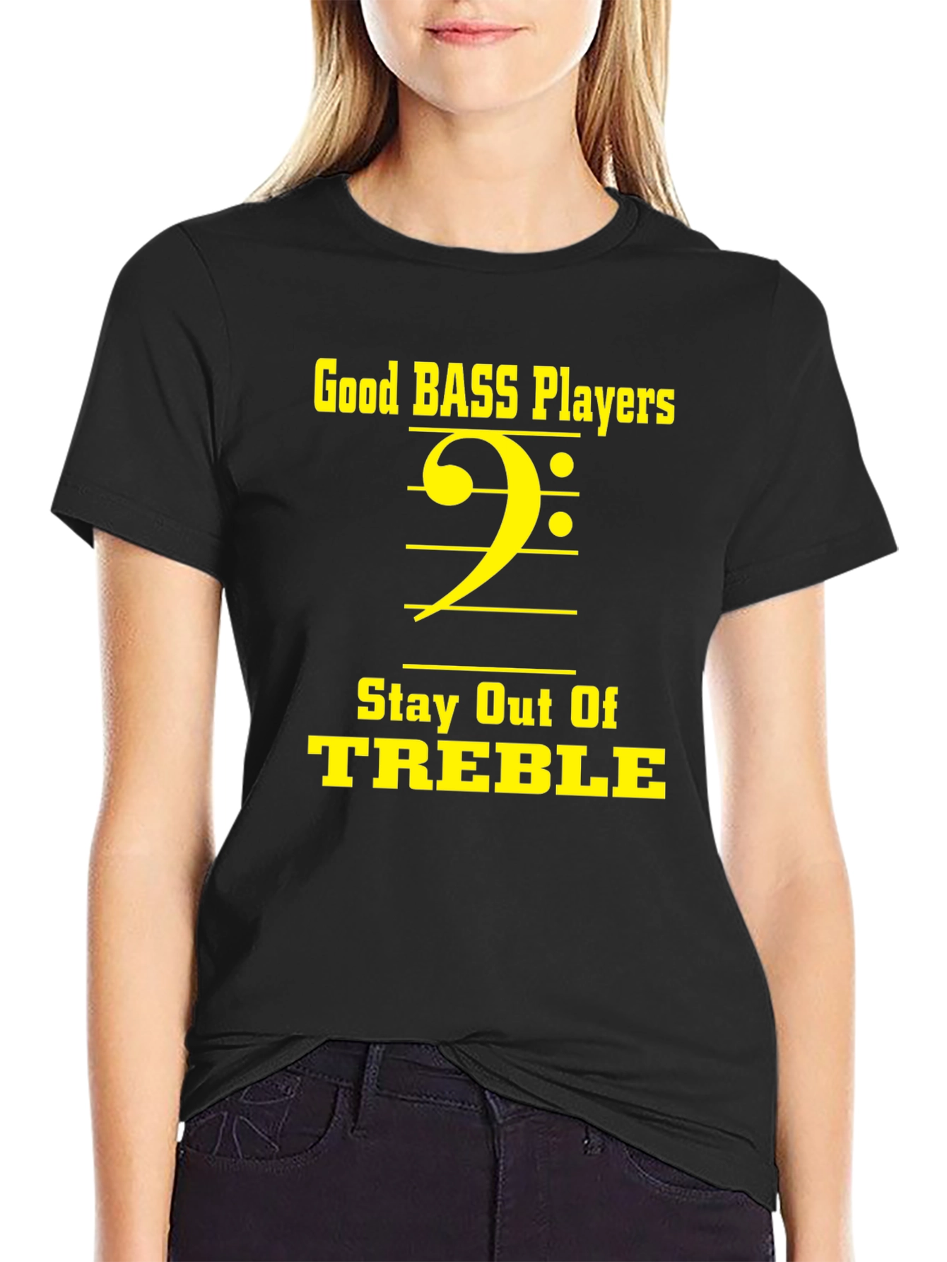 Black Good Bass Players Stay Out of Treble T-Shirt view 2