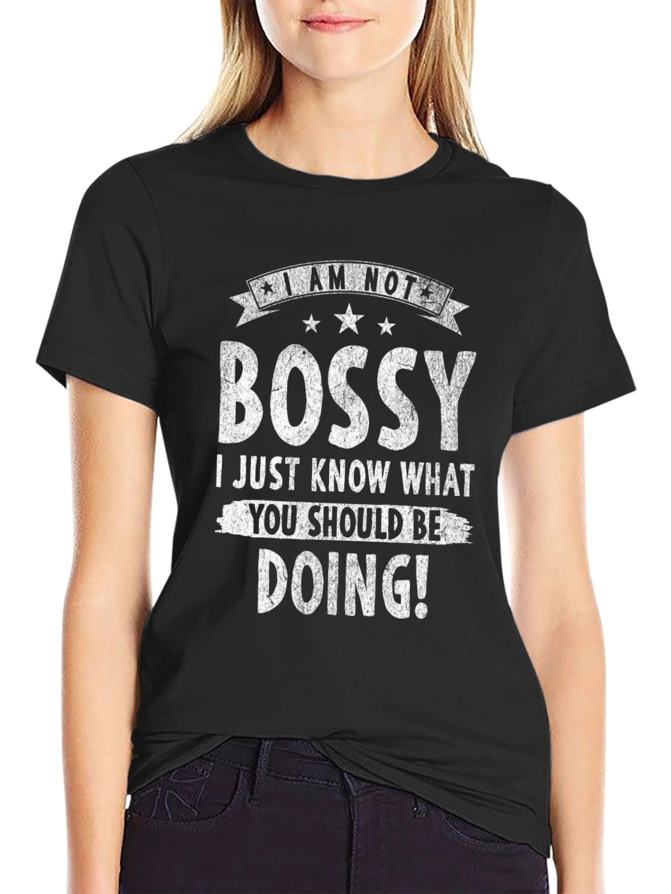Black I AM NOT Bossy T-Shirt Funny Sarcastic Novelty Tee view 2
