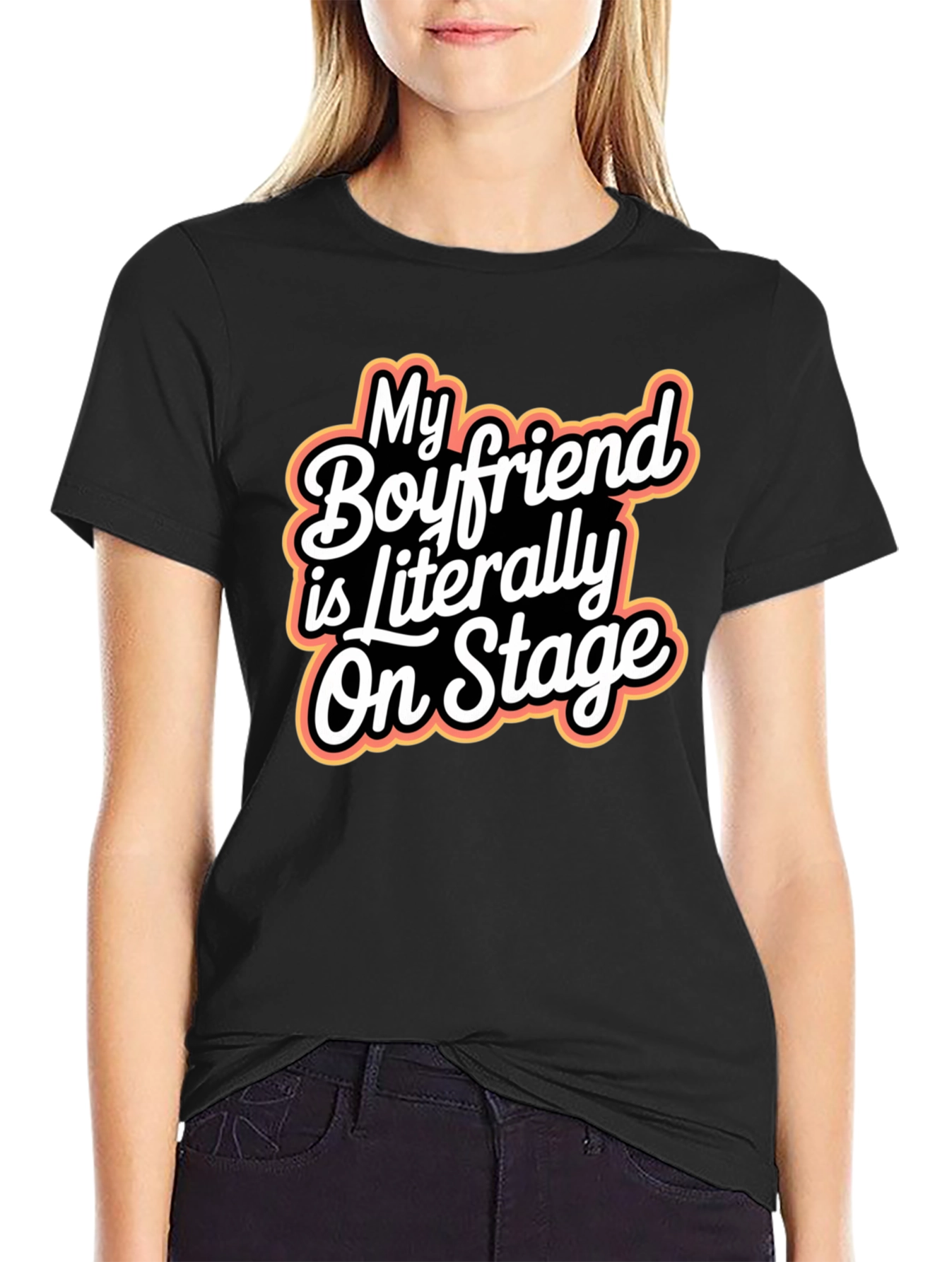 Black My Boyfriend Is Literally On Stage Graphic Tee view 2
