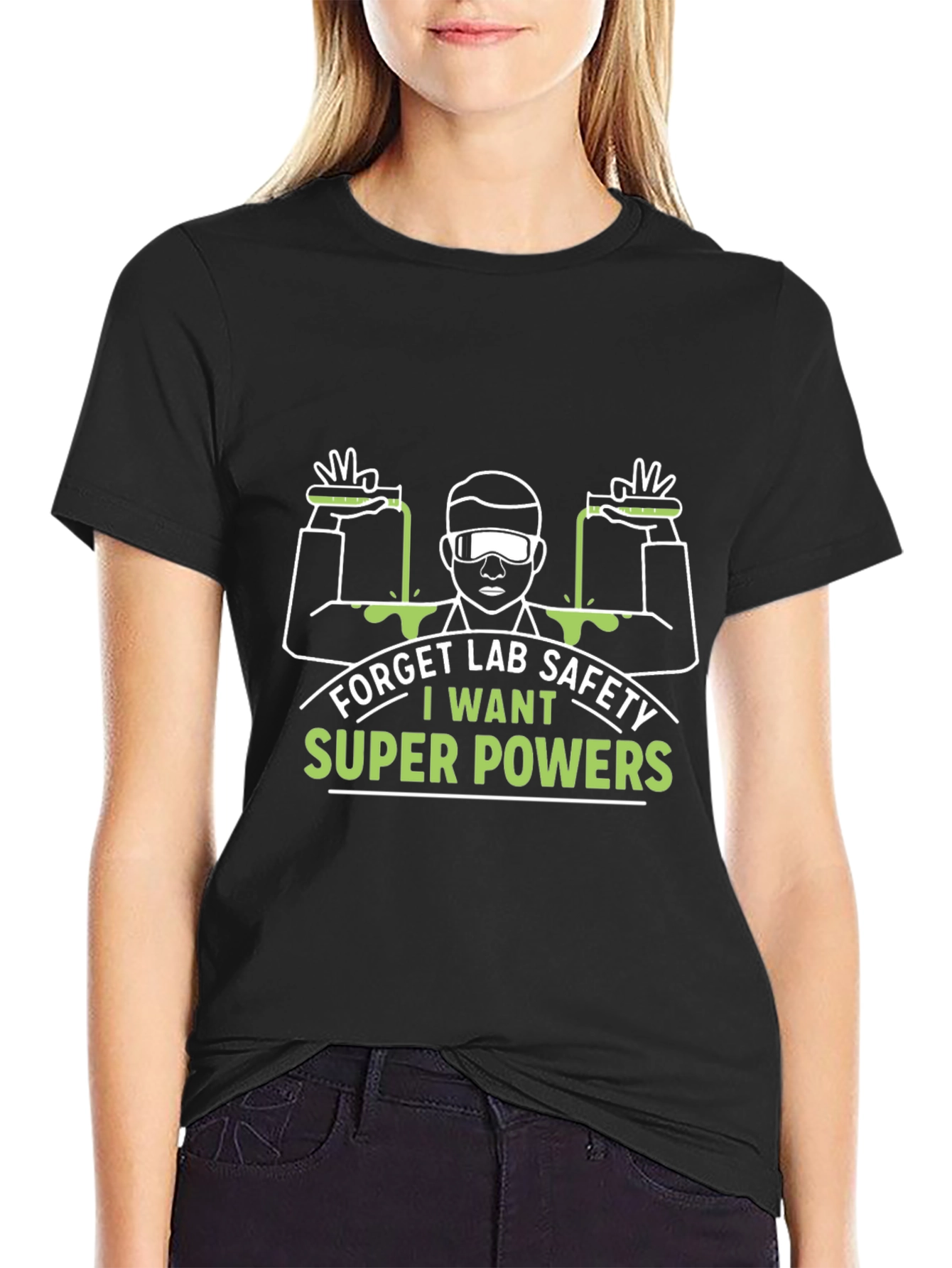Black Funny Lab Safety Super Powers T-Shirt view 2