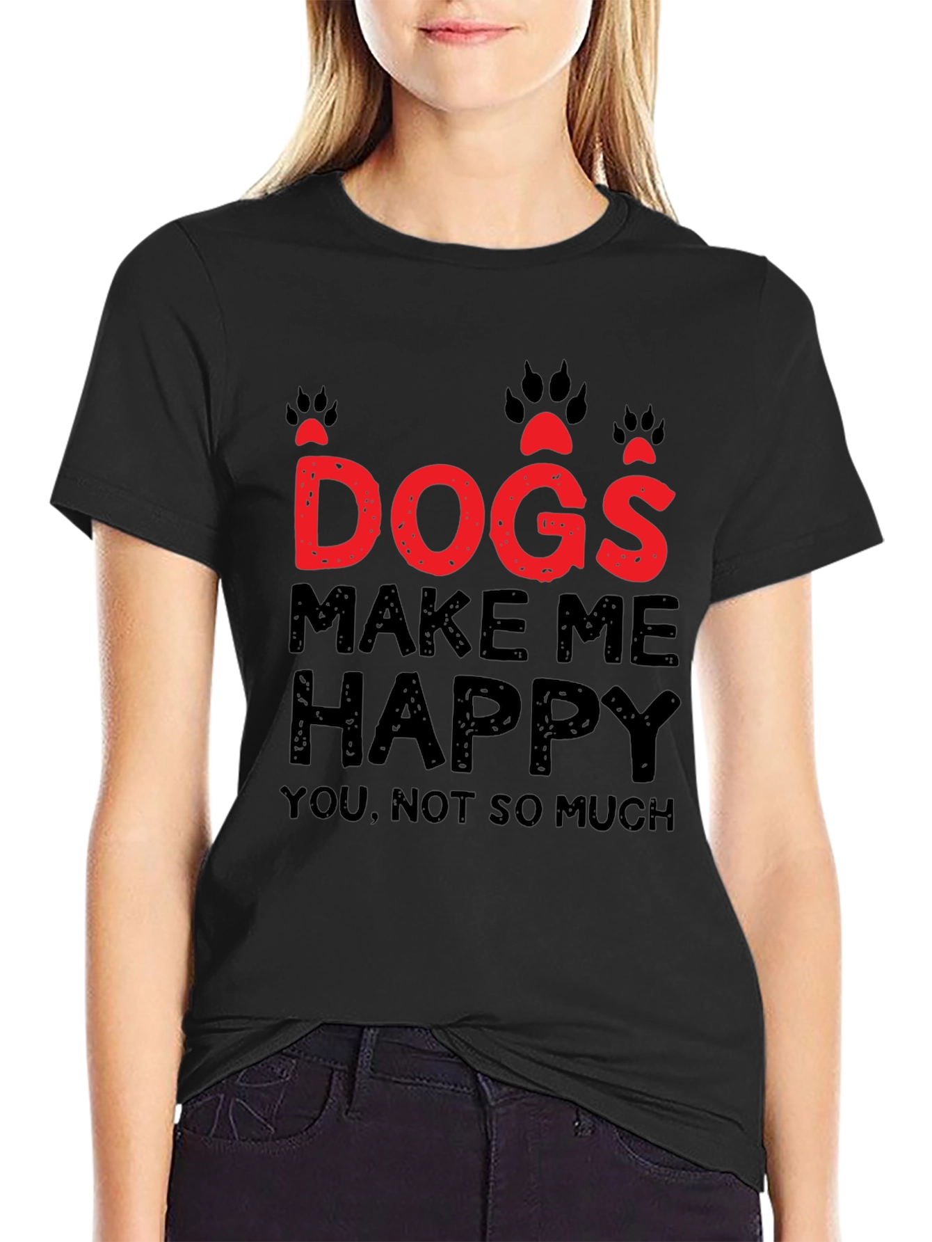 Black Dogs Make Me Happy Graphic T-Shirt view 2