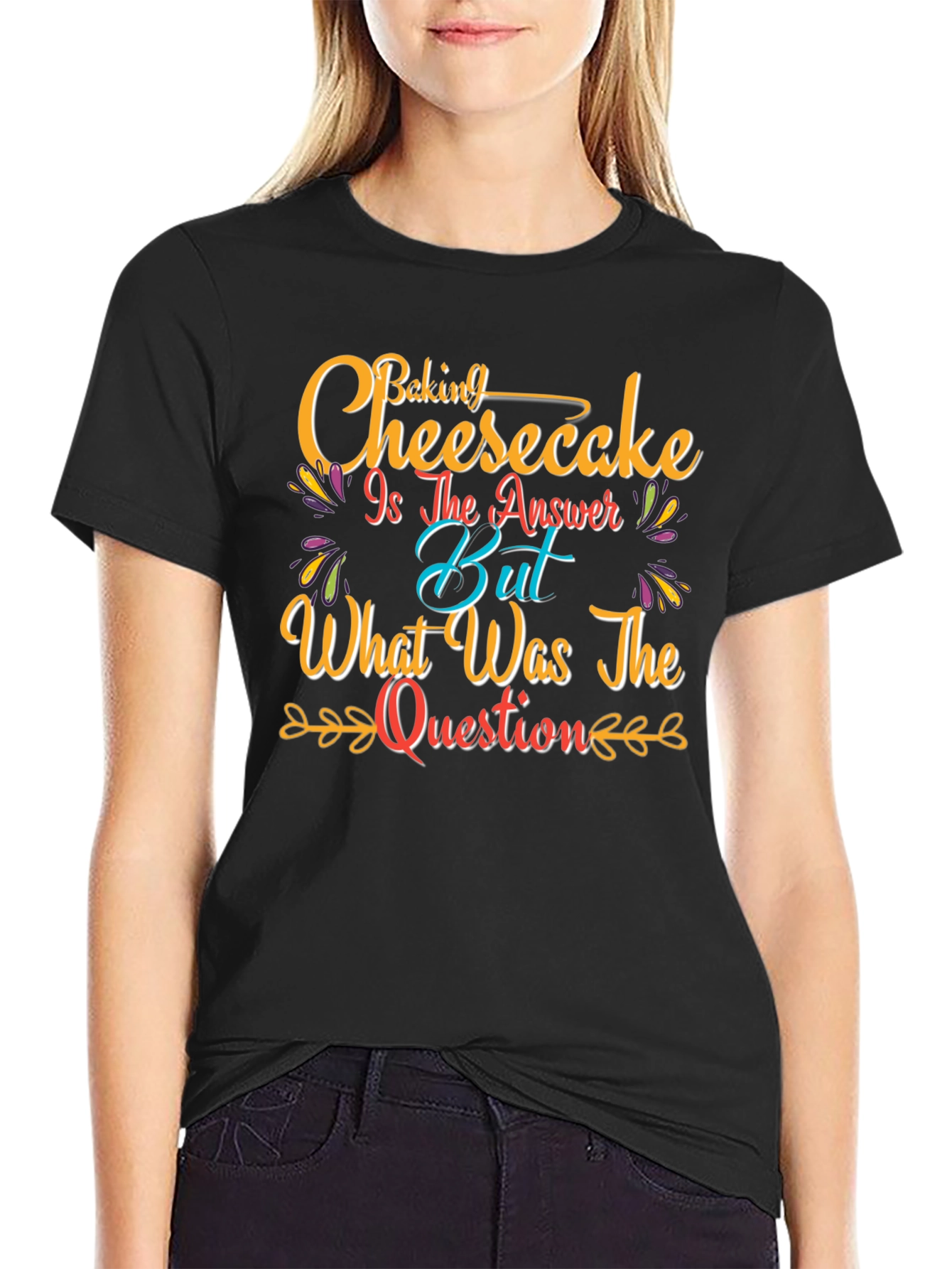 Black Baking Cheesecake T-Shirt - Funny Foodie Tee view 2