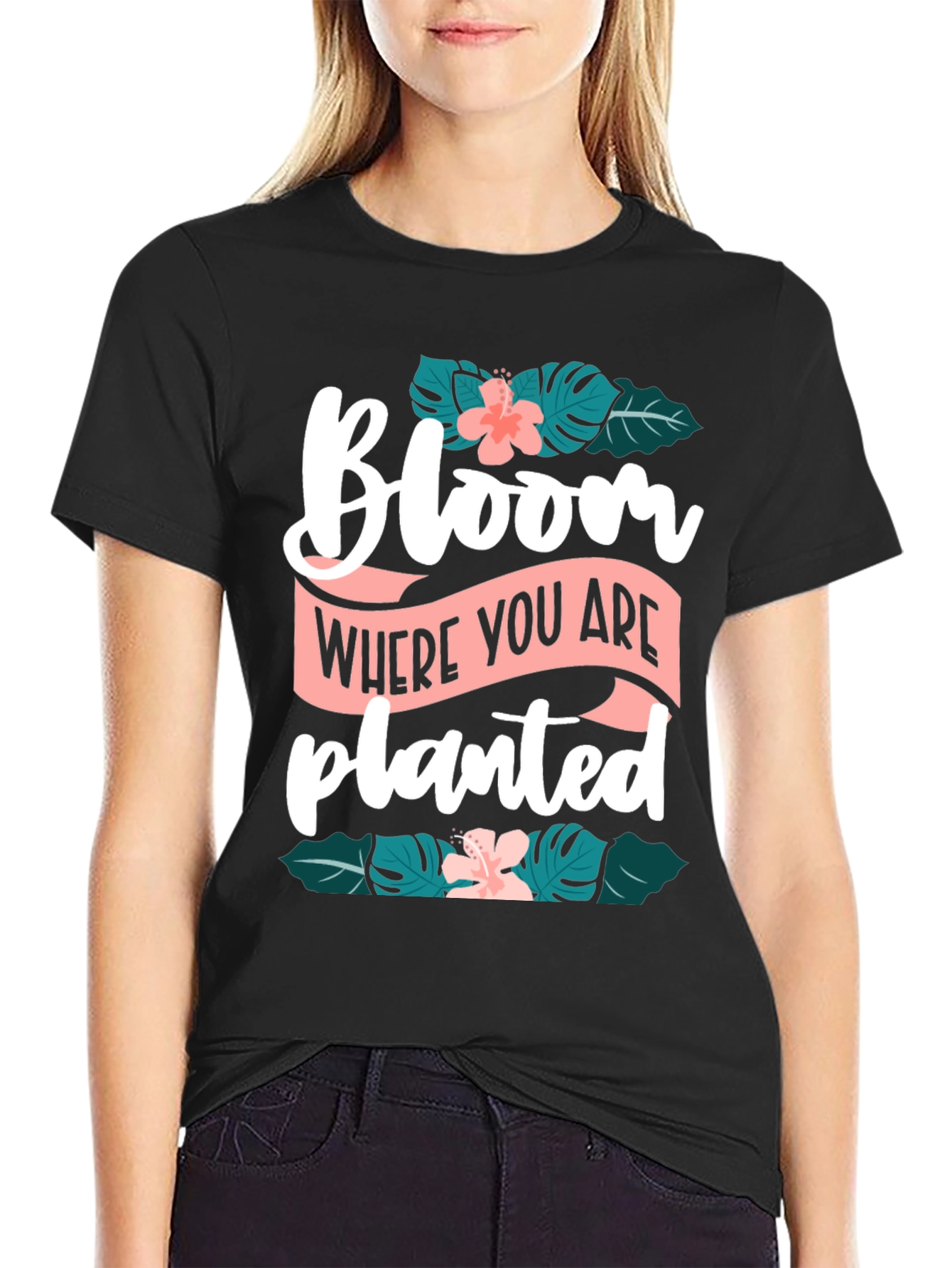 Black Bloom Where You Are Planted Graphic Tee view 2
