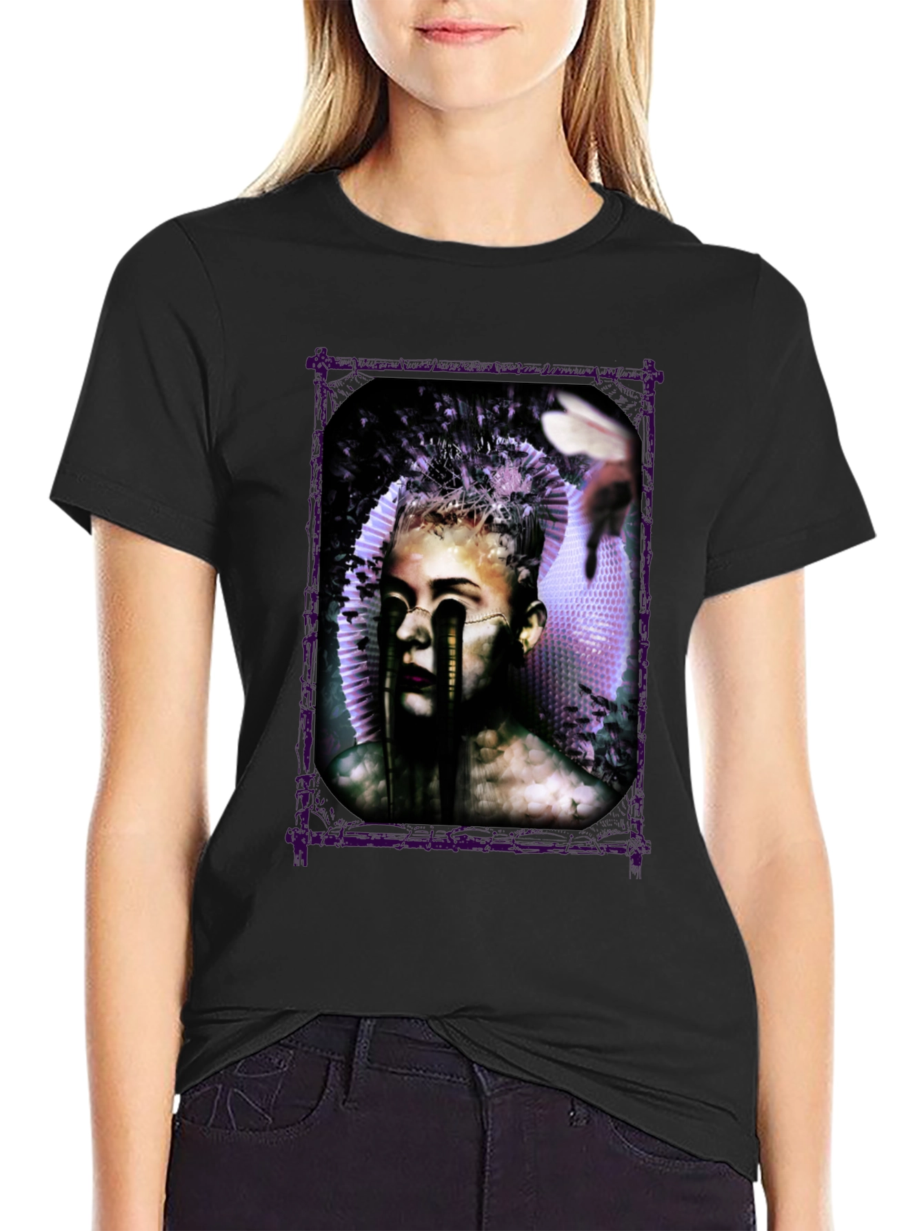 Black Artistic Graphic Print Tee view 2