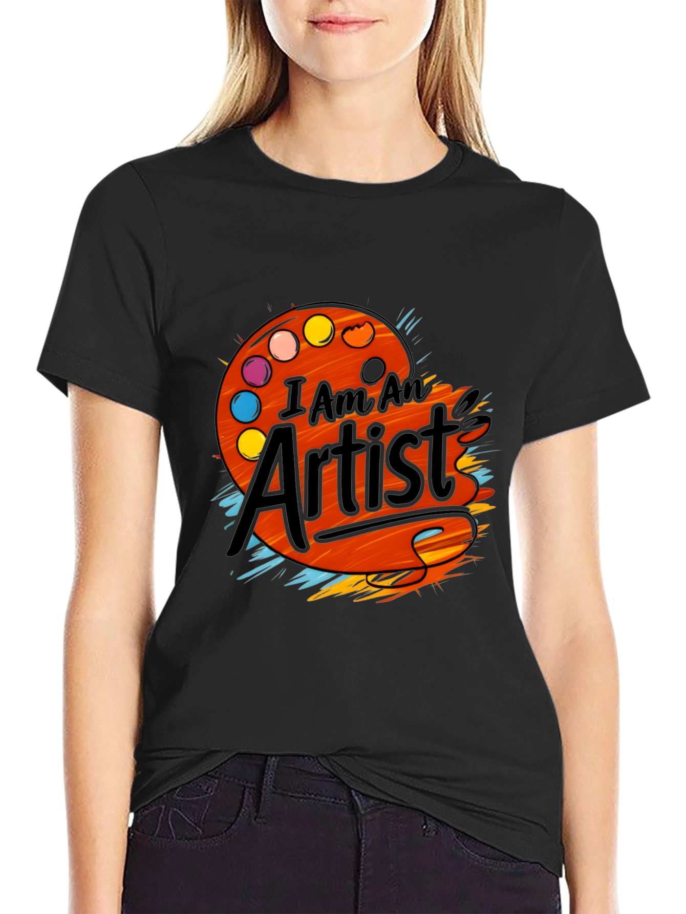 Black I Am An Artist T-Shirt - Painter Palette Graphic Tee view 2