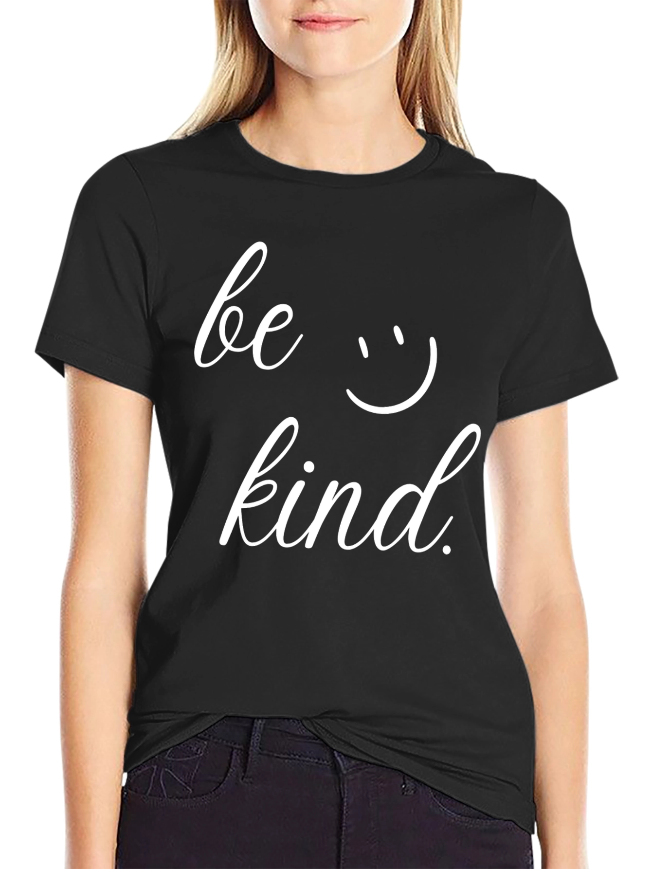 Black Be Kind Graphic Tee - Black Cotton T-Shirt view 2