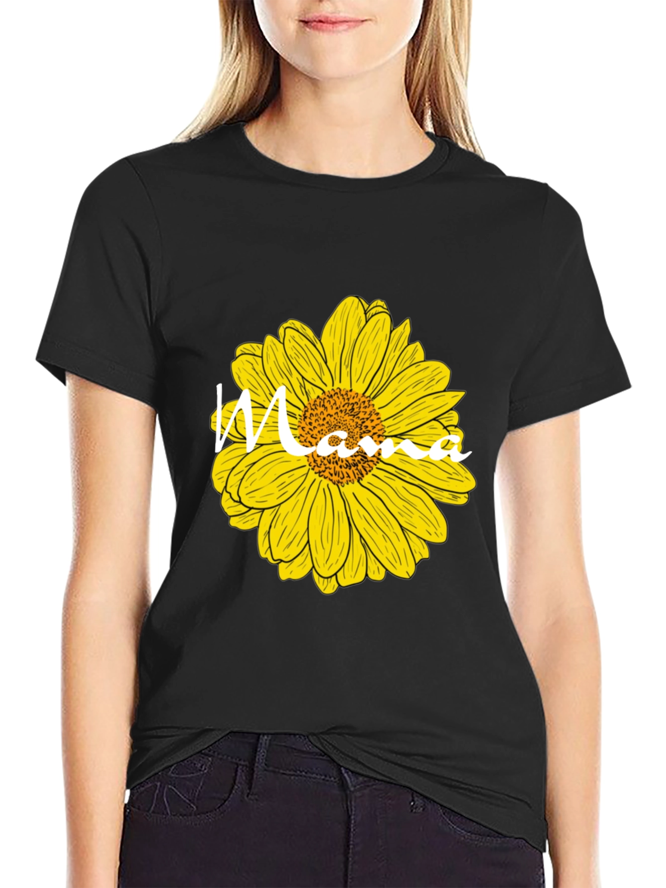 Black Mama Sunflower Graphic Tee - Black view 2