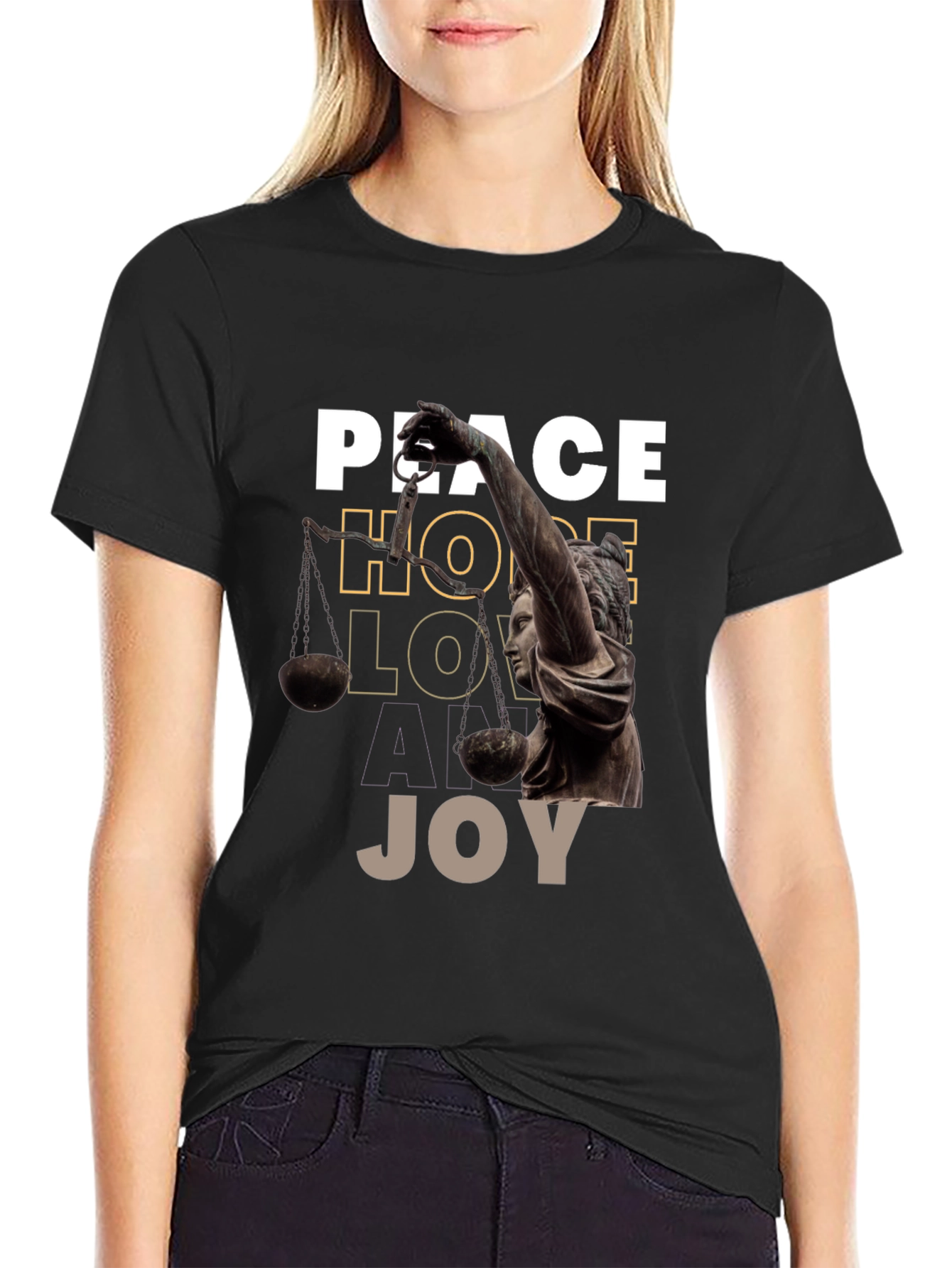 Black Peace Hope Love Joy Graphic Tee view 2