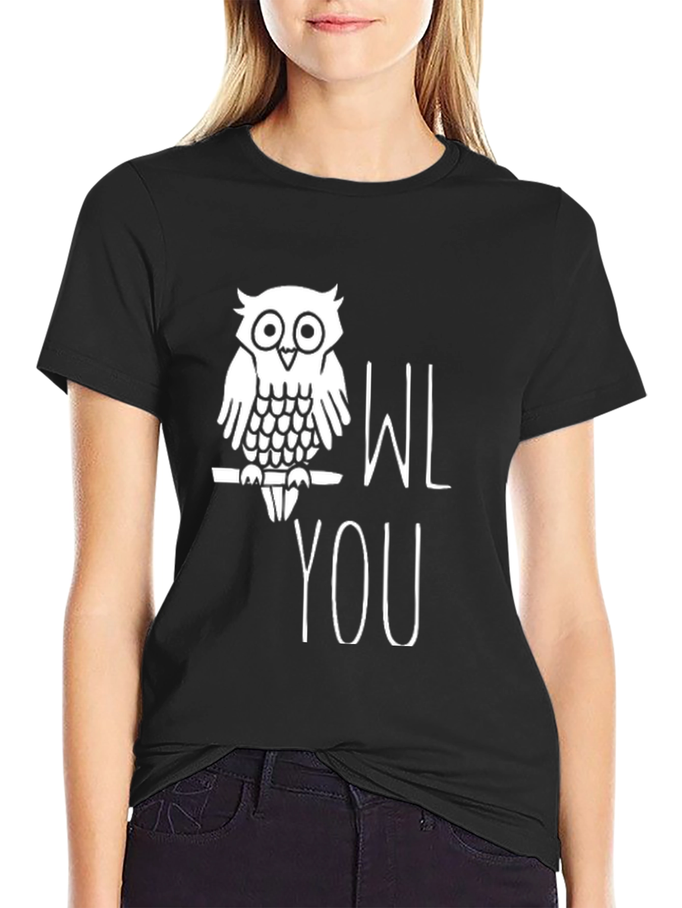 Black Owl You Love T-Shirt - Funny Graphic Tee view 2