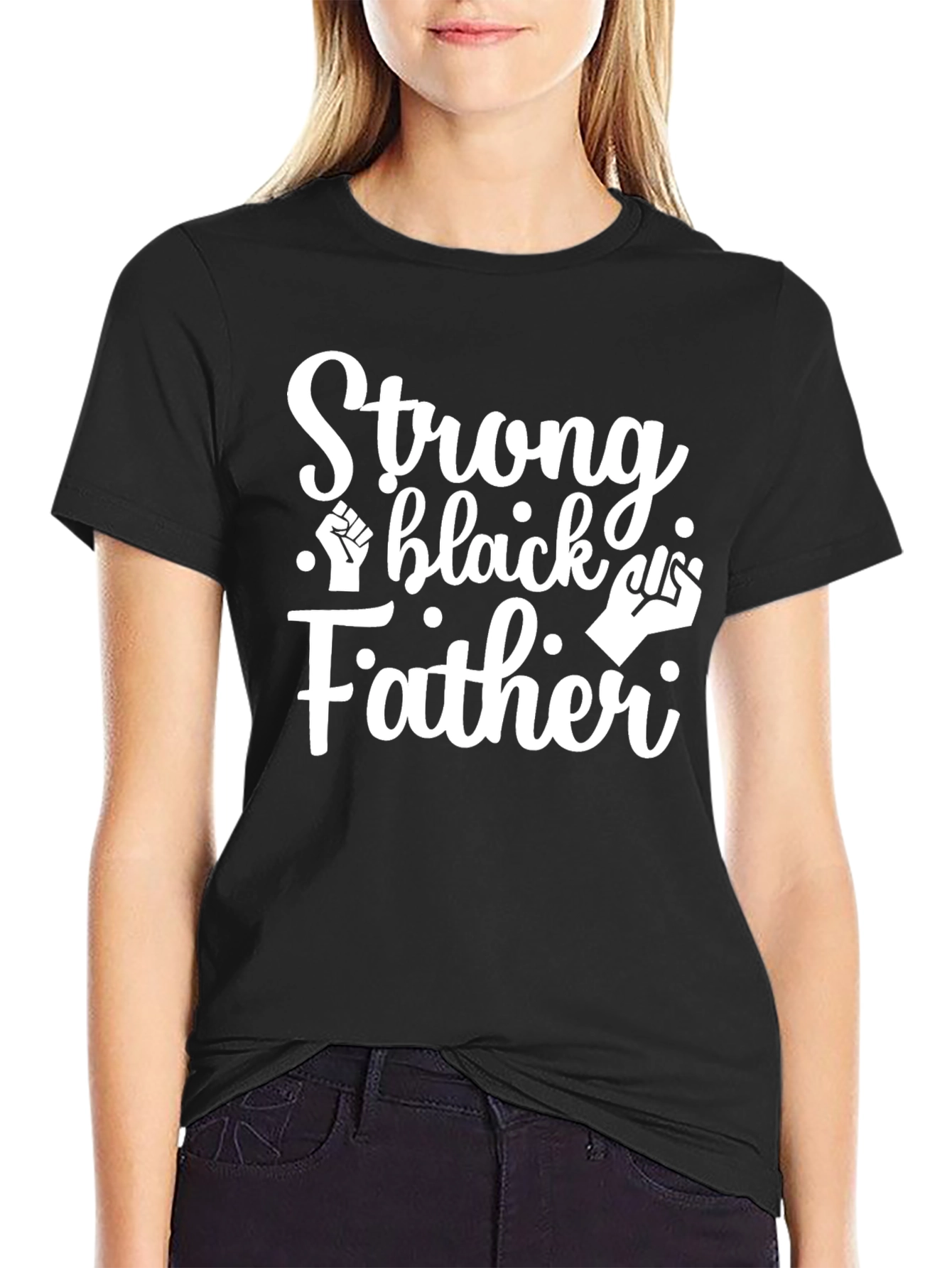 Black Strong Black Father Graphic T-Shirt view 2